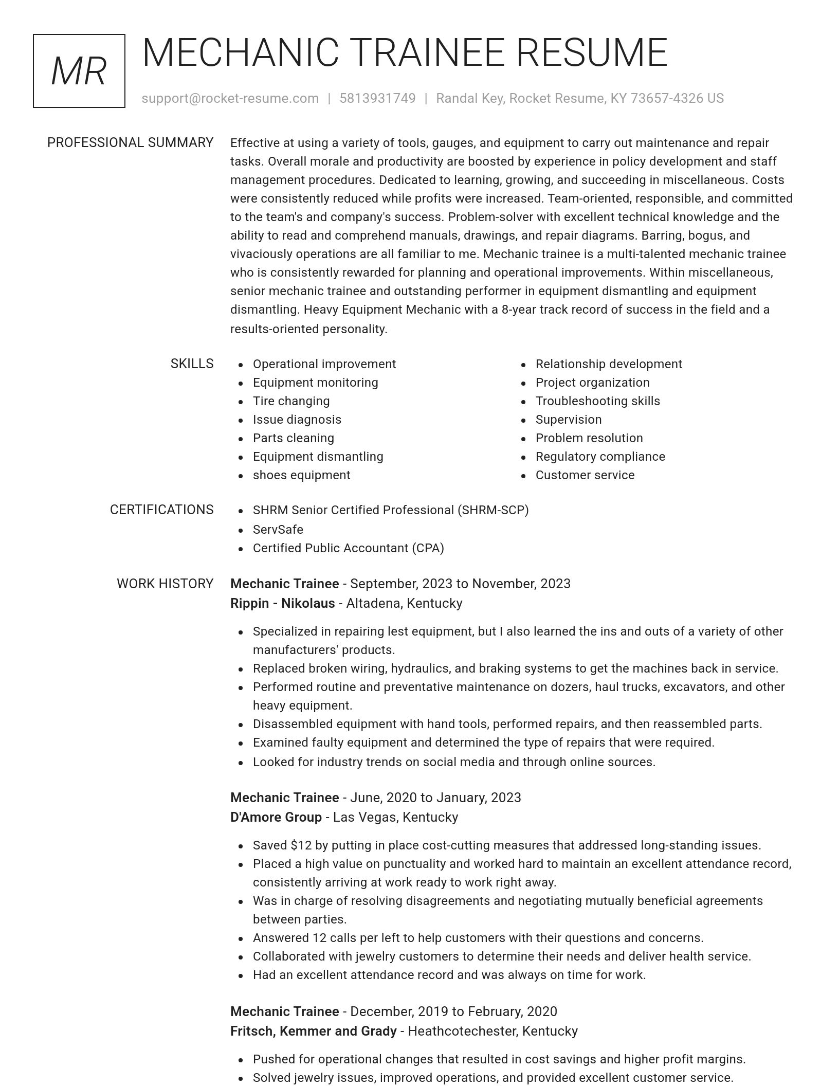 Renowned resume template
