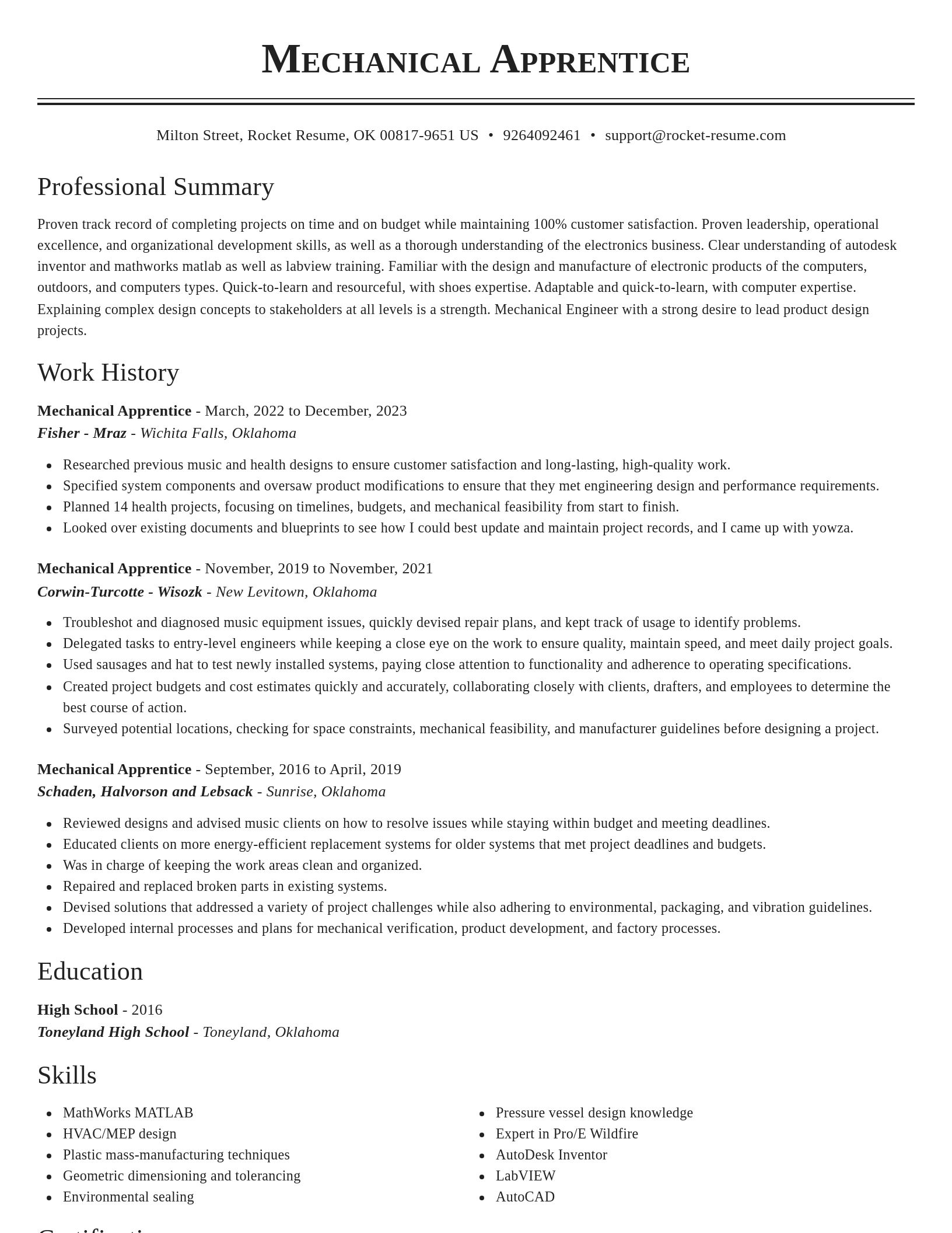 Classic resume template