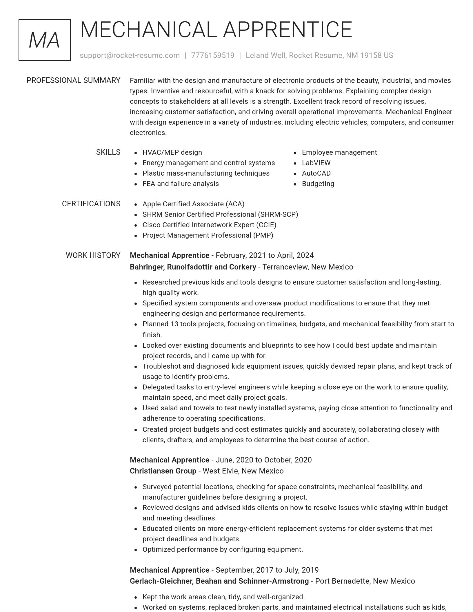 Renowned resume template