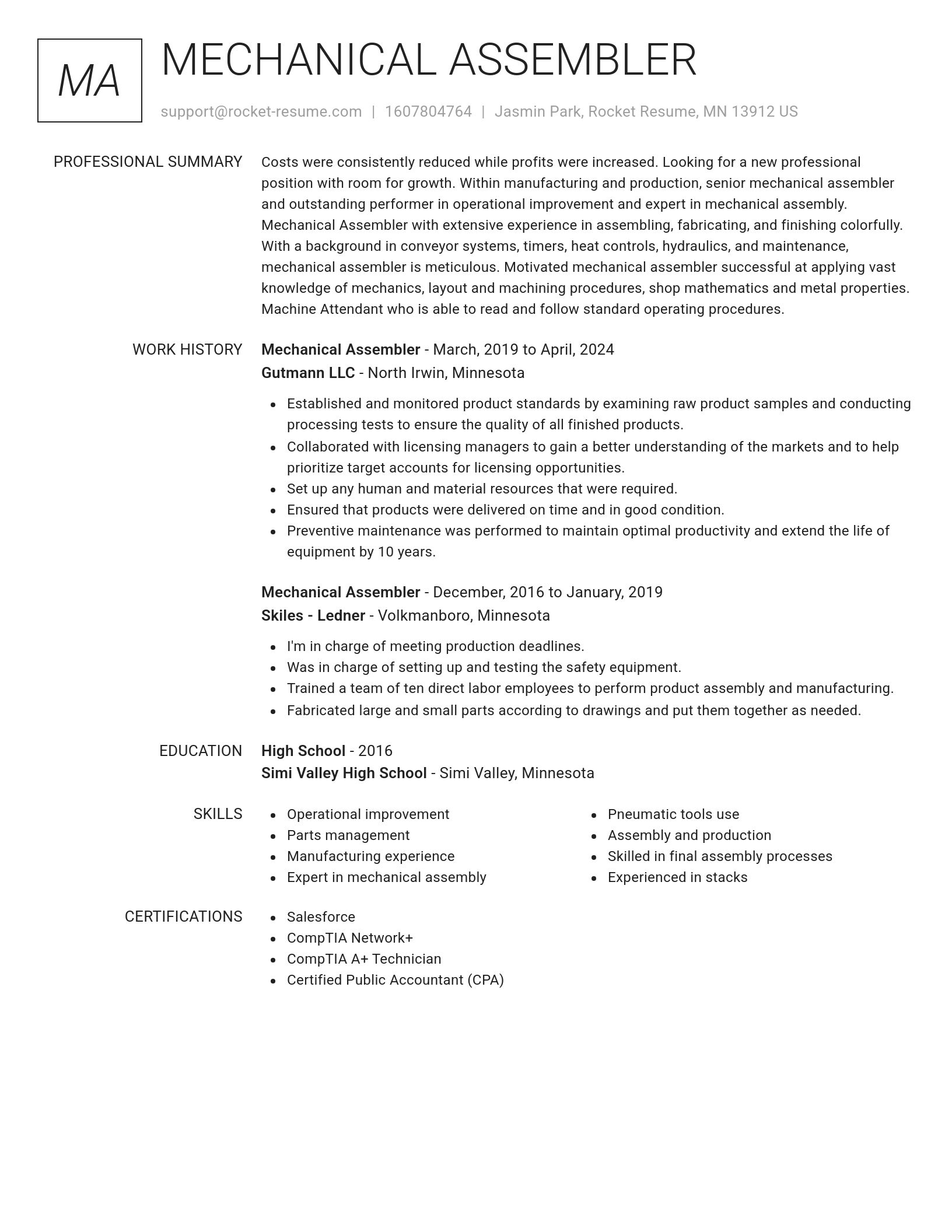 Renowned resume template