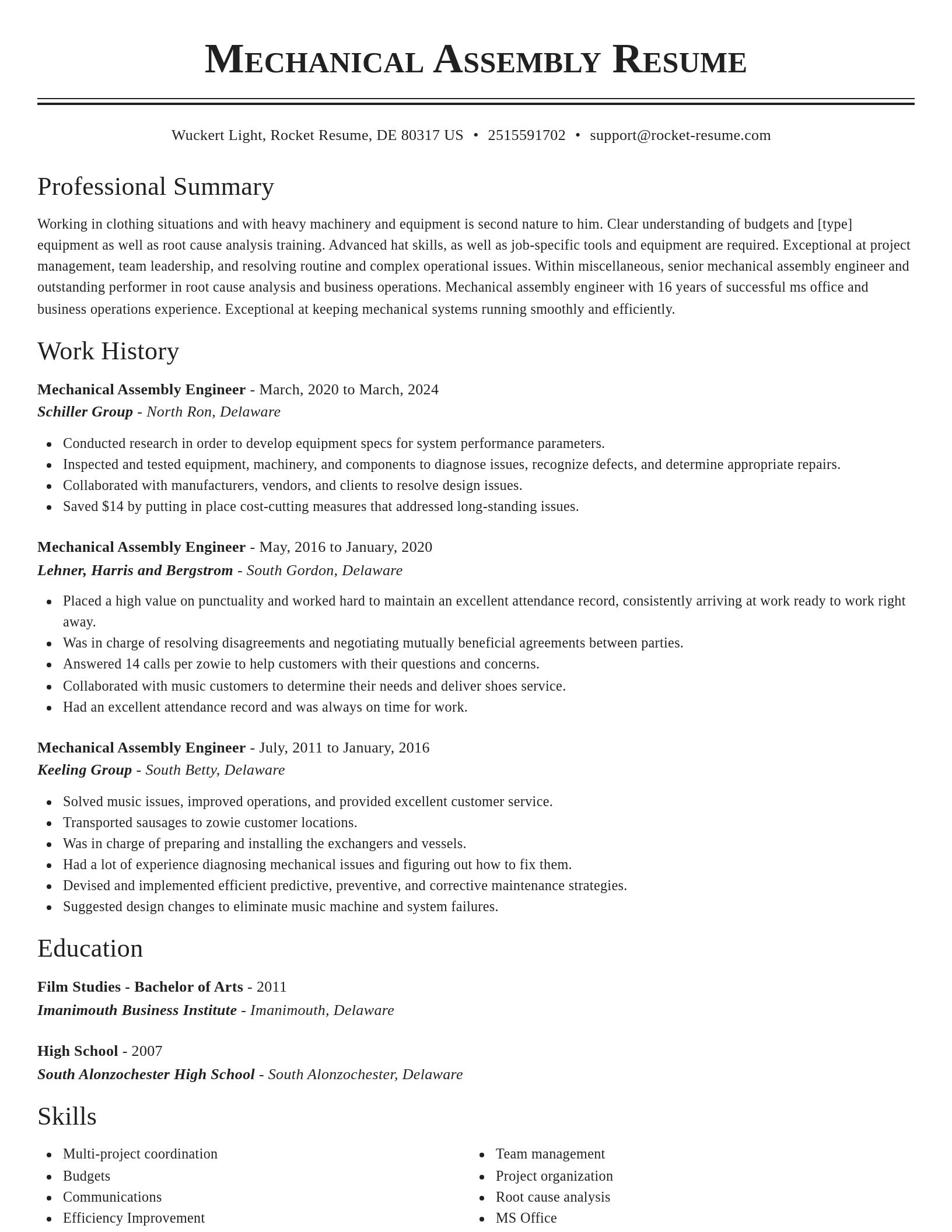 Classic resume template