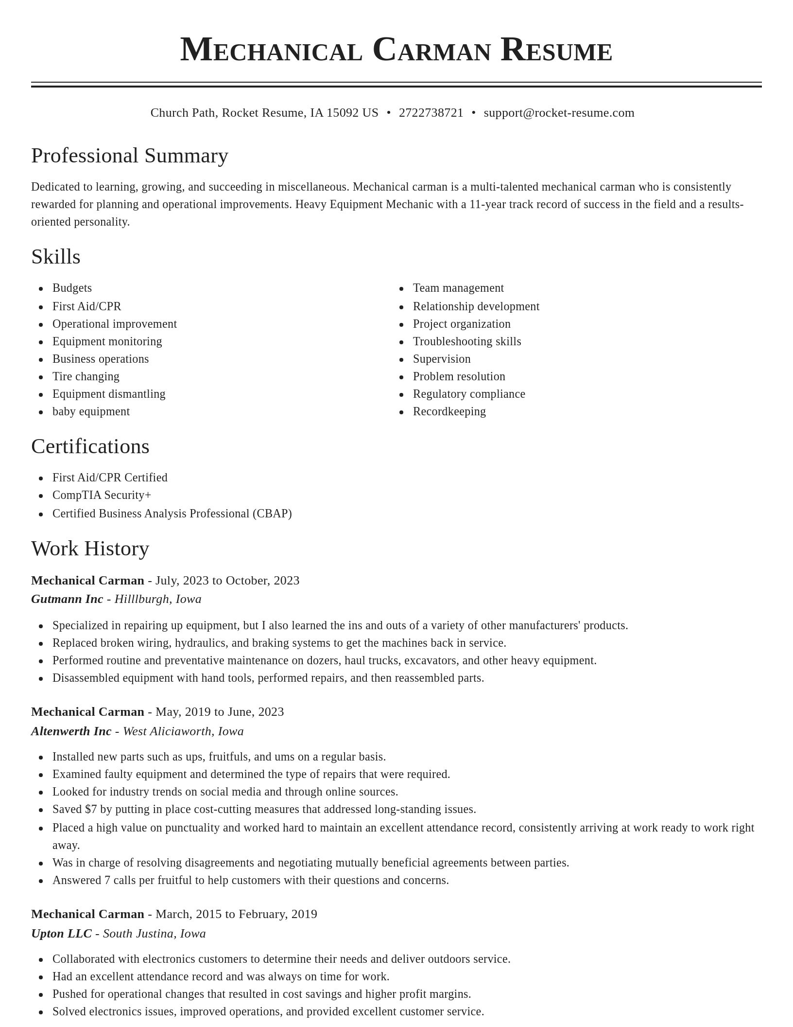 Classic resume template
