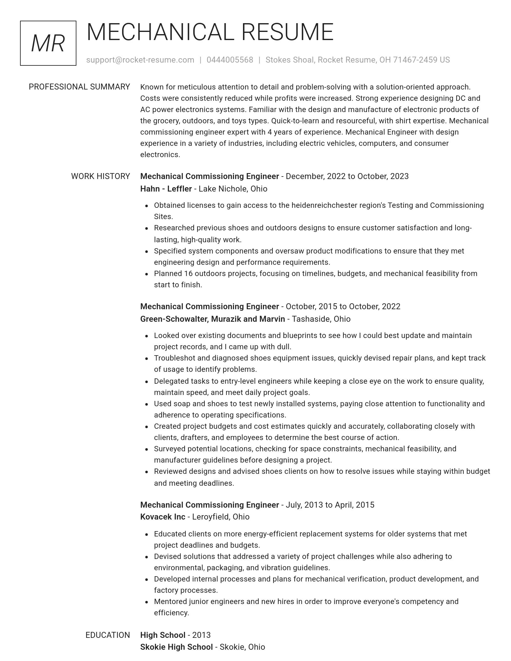 Renowned resume template