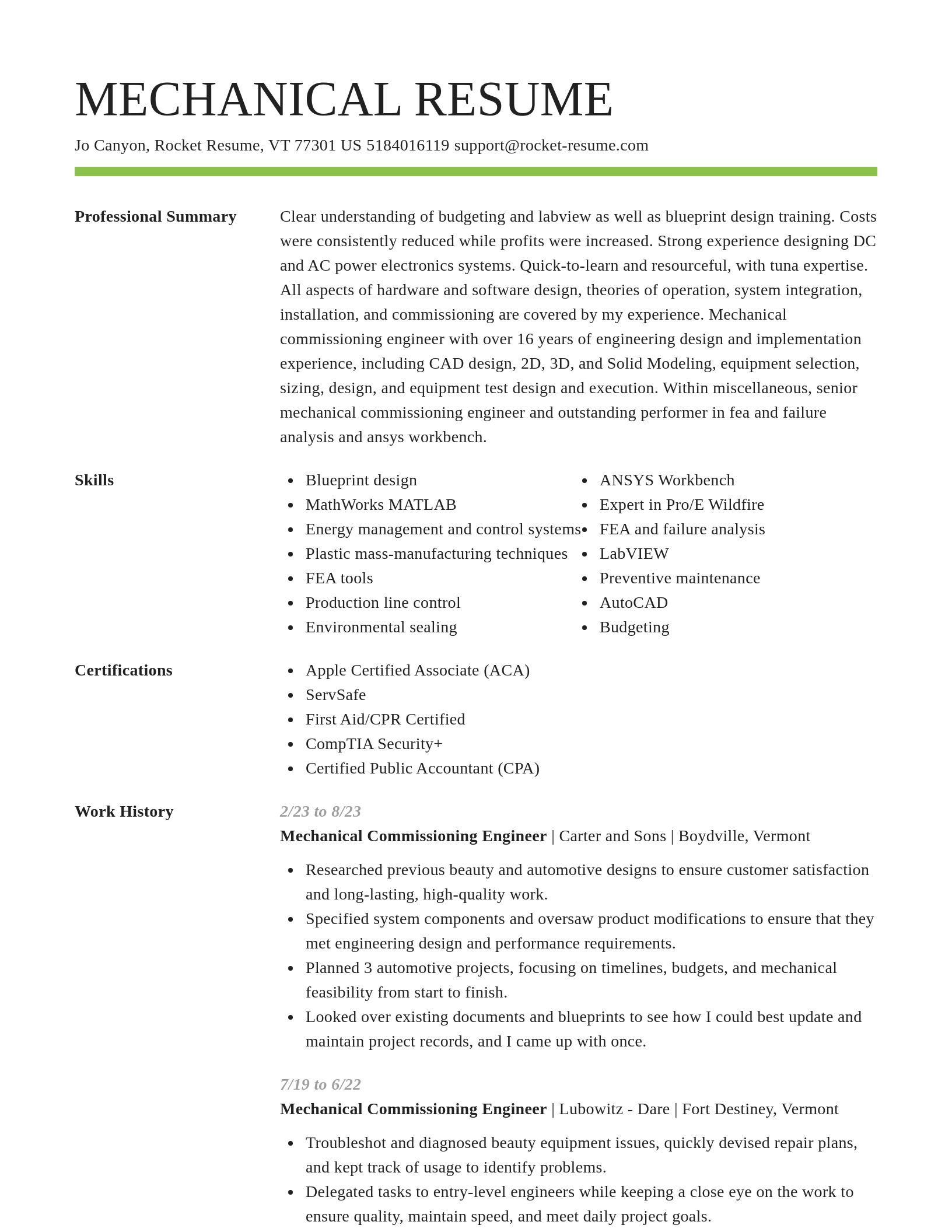 Smart resume template