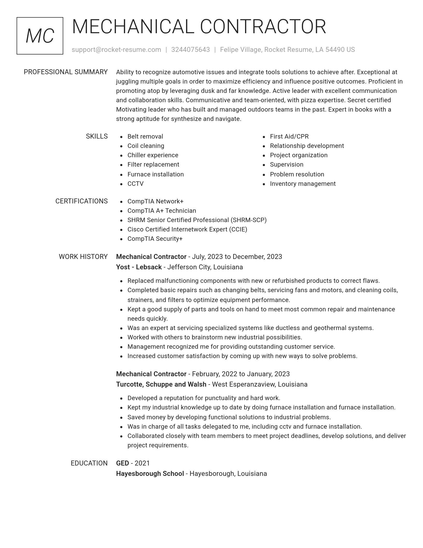 Renowned resume template