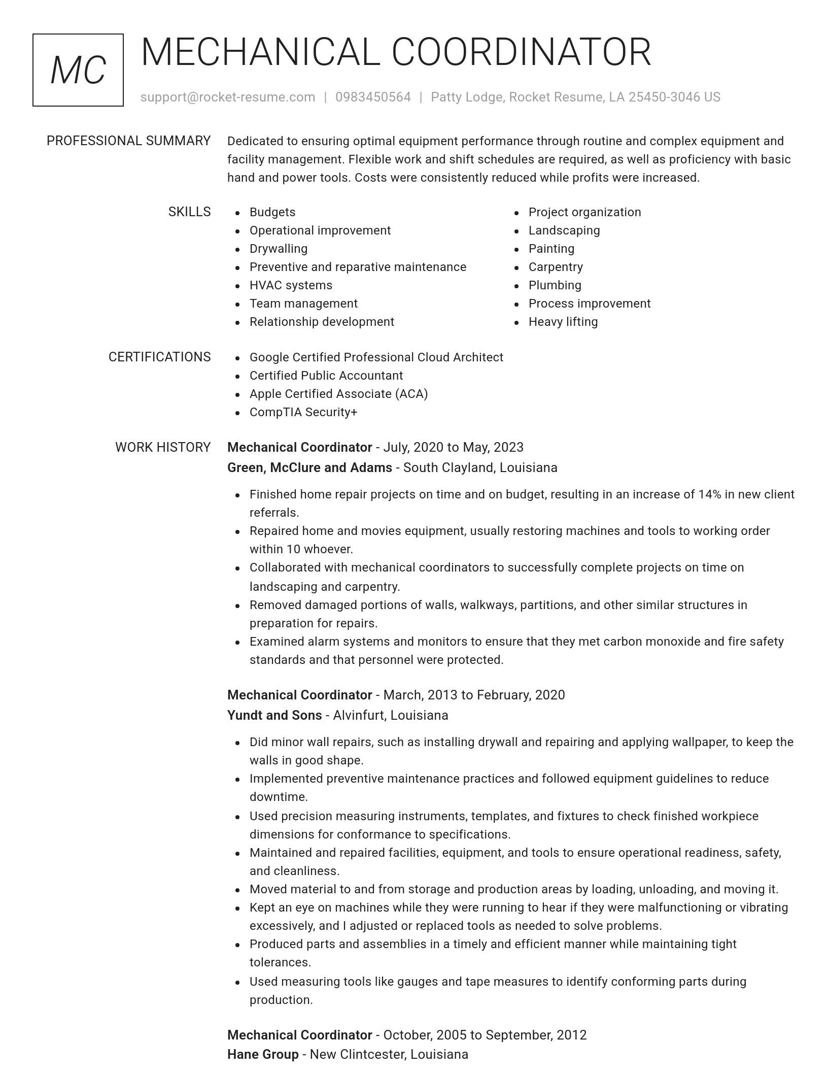 Renowned resume template