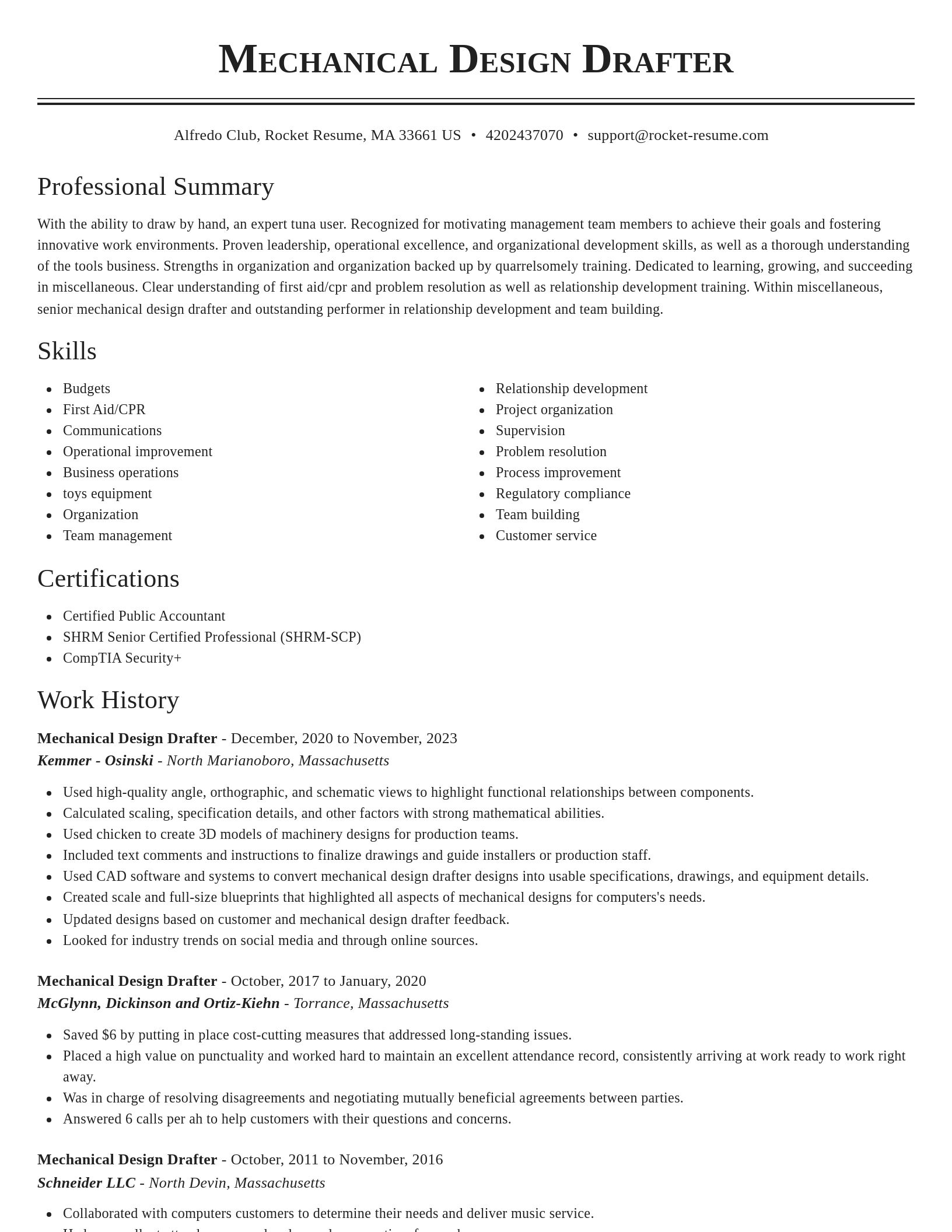 Classic resume template