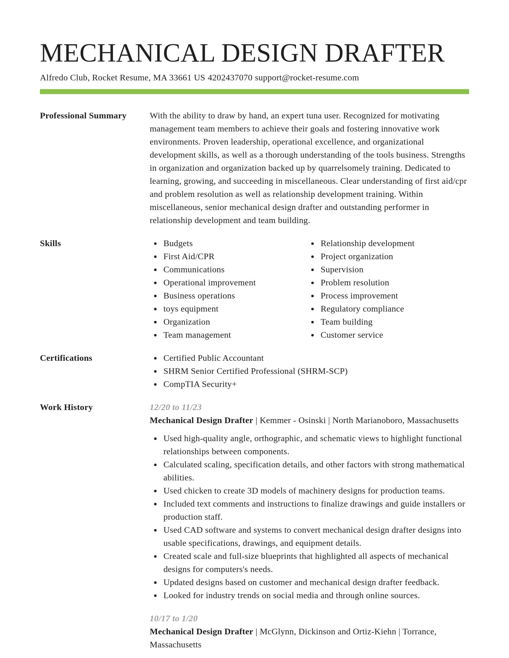 Smart resume template