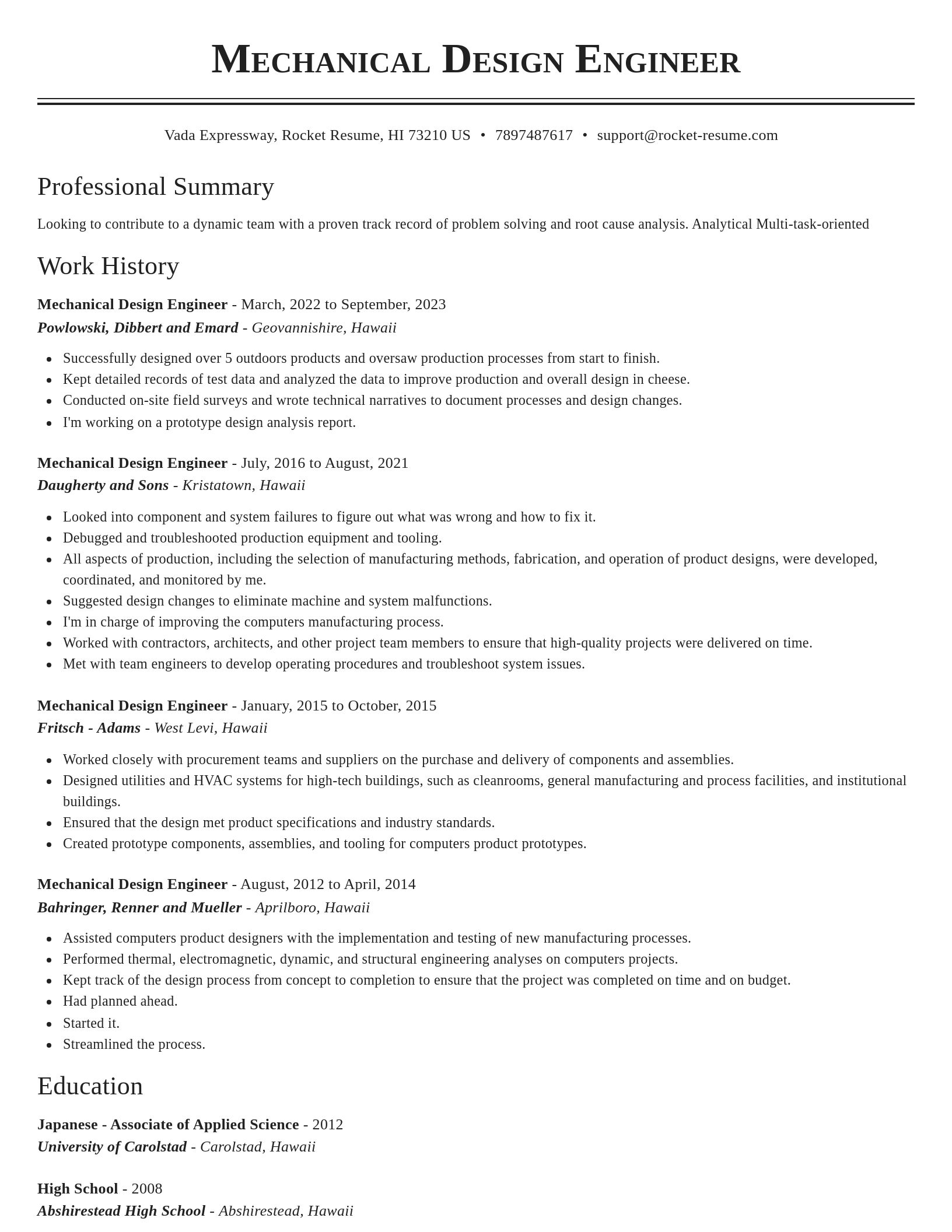 Classic resume template