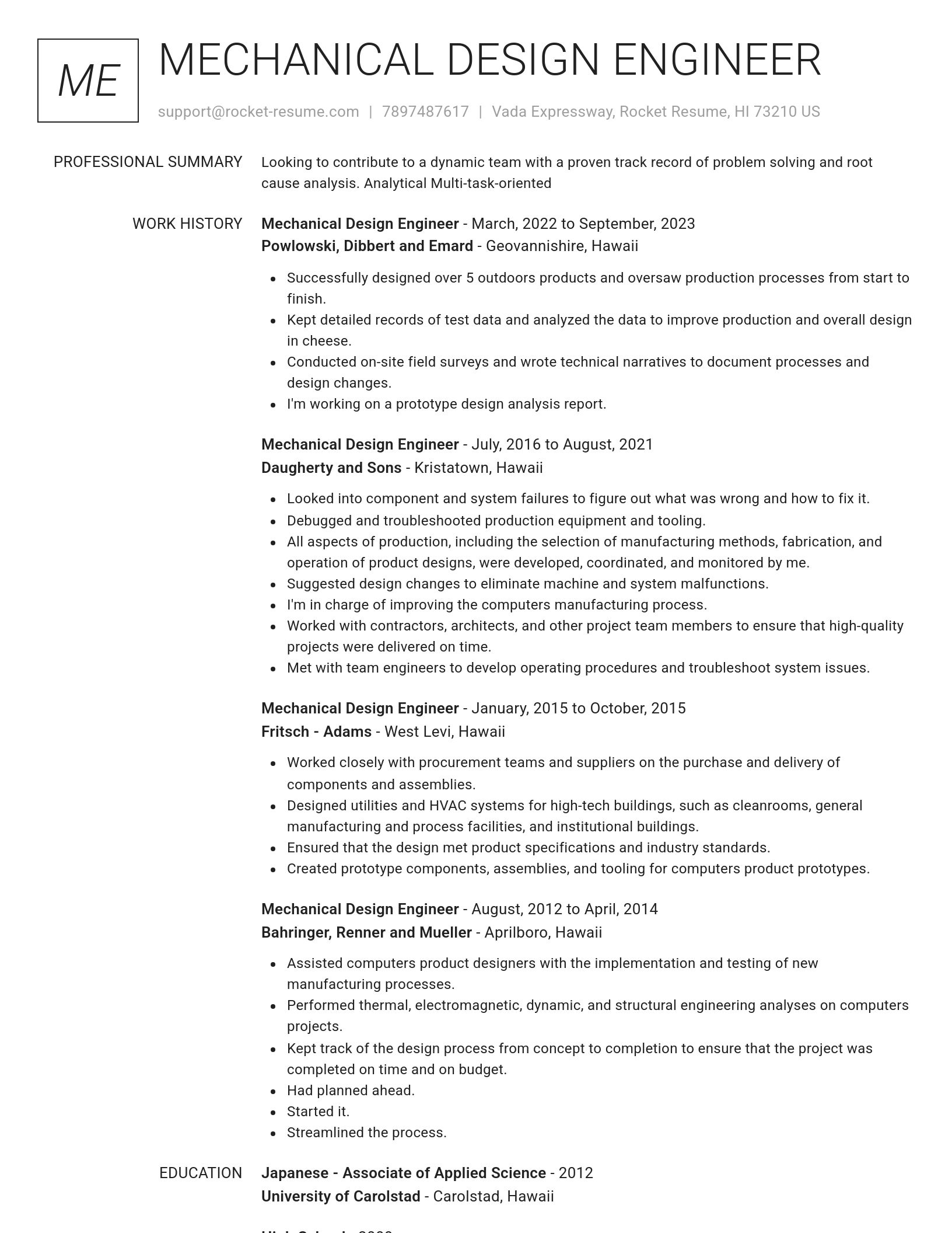 Renowned resume template
