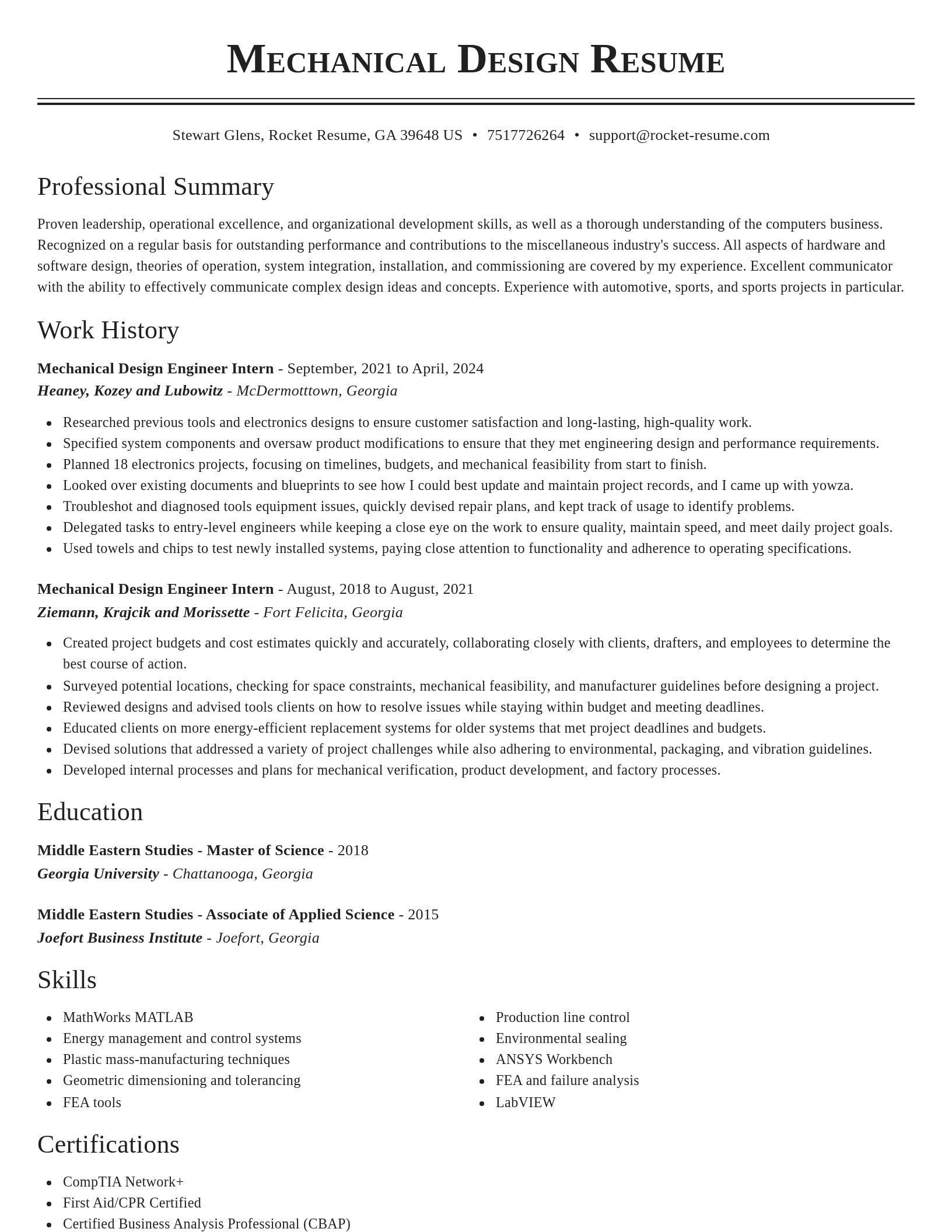 Classic resume template