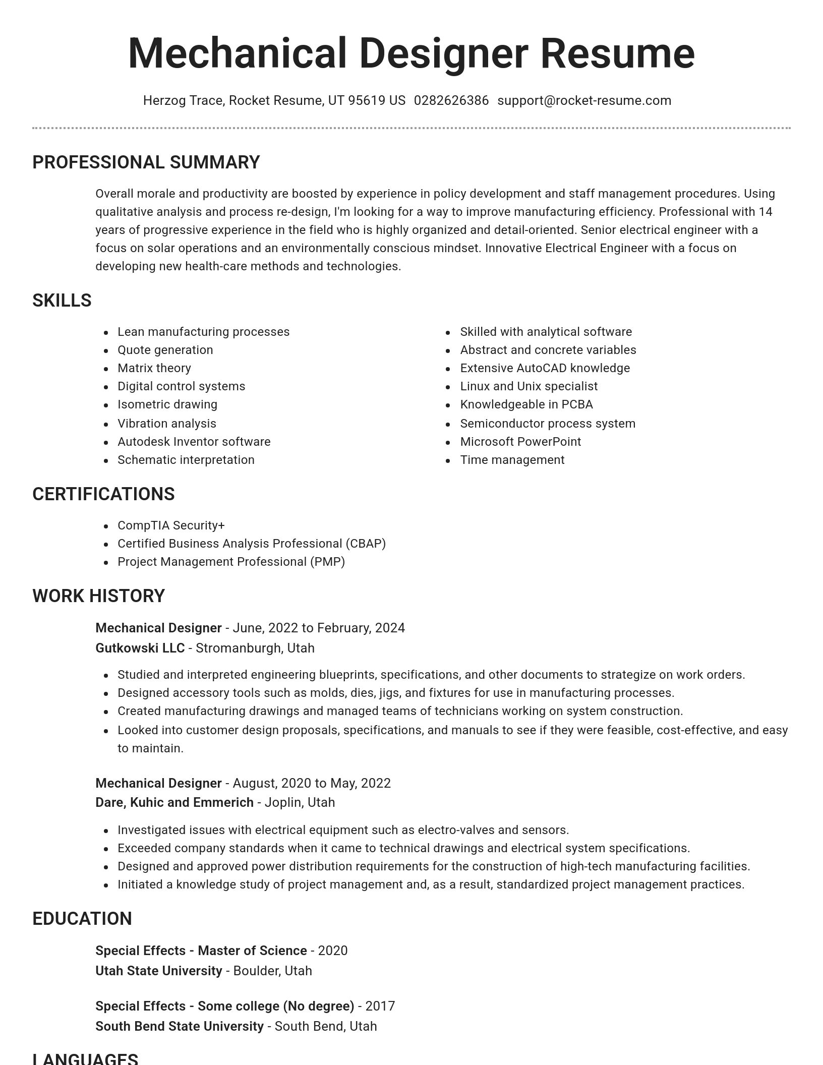 Brilliant resume template