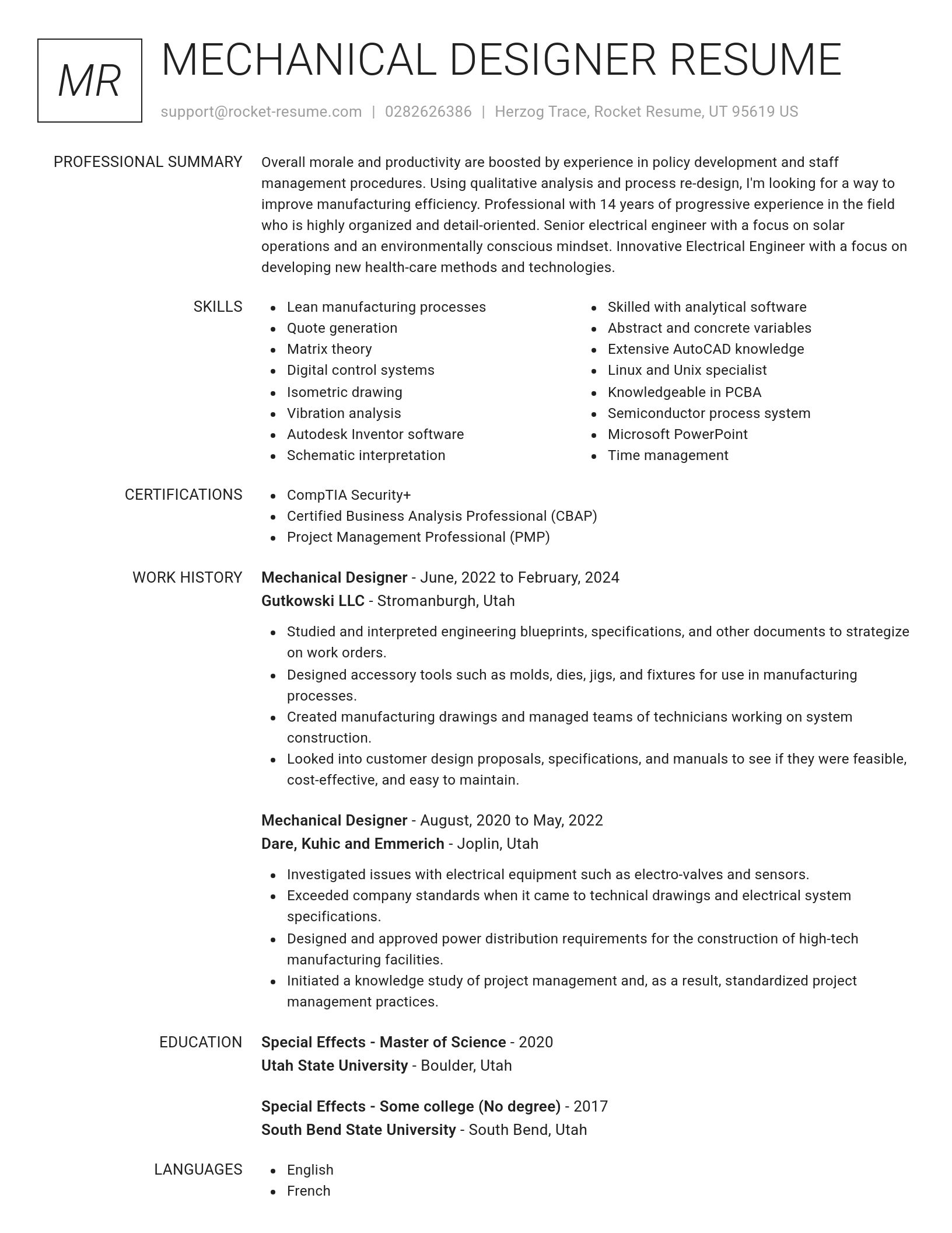 Renowned resume template