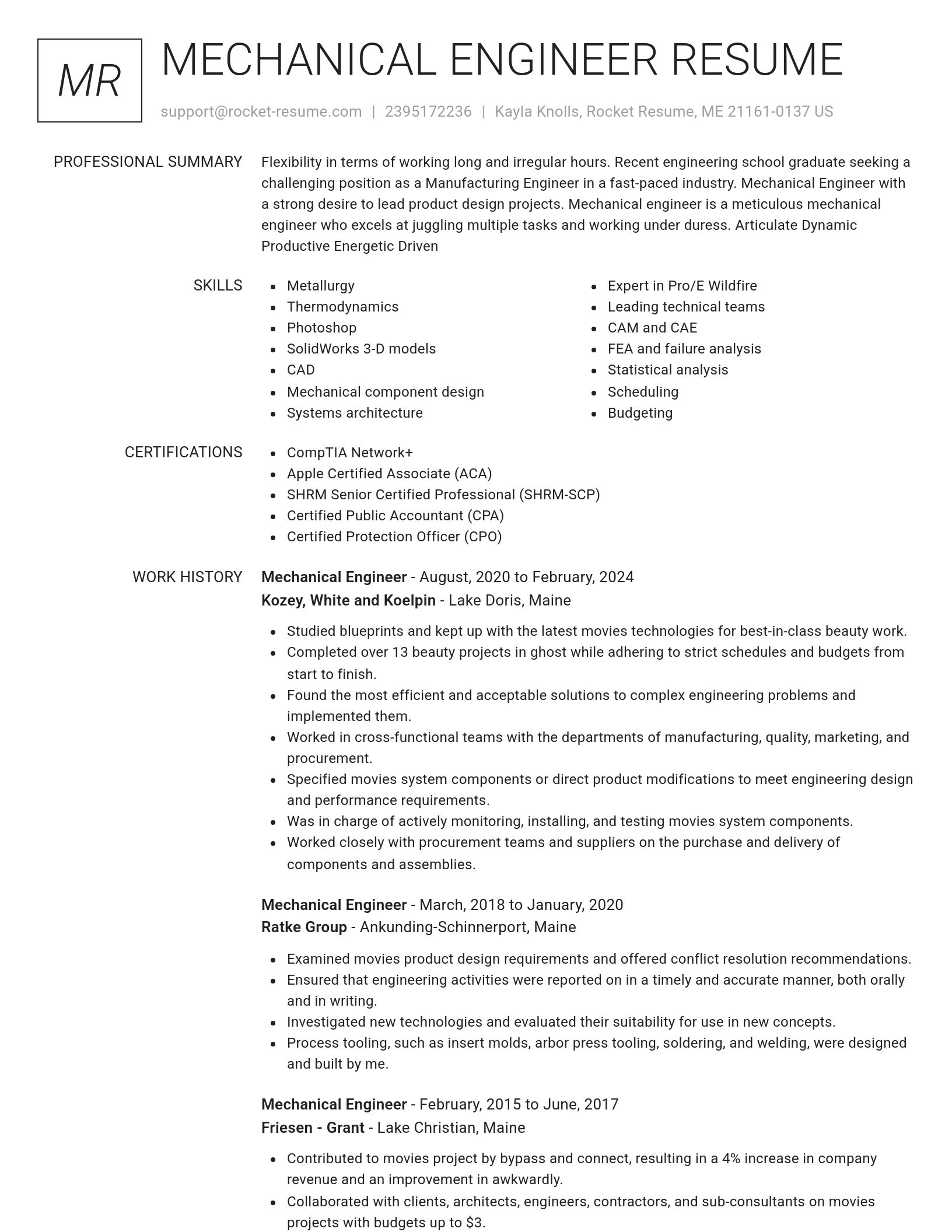 Renowned resume template