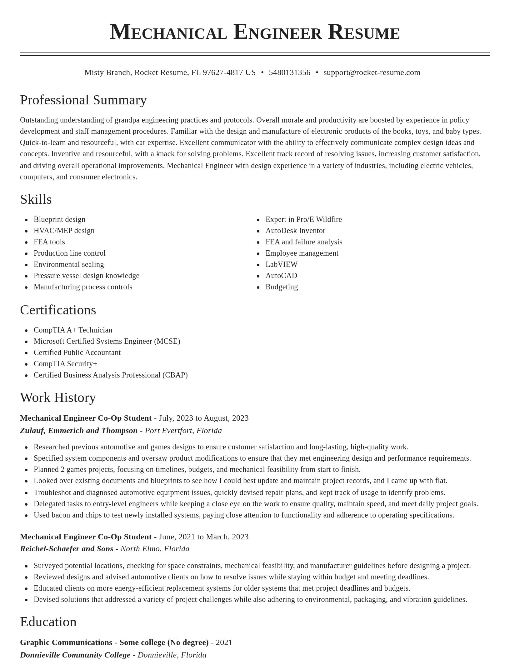 Classic resume template