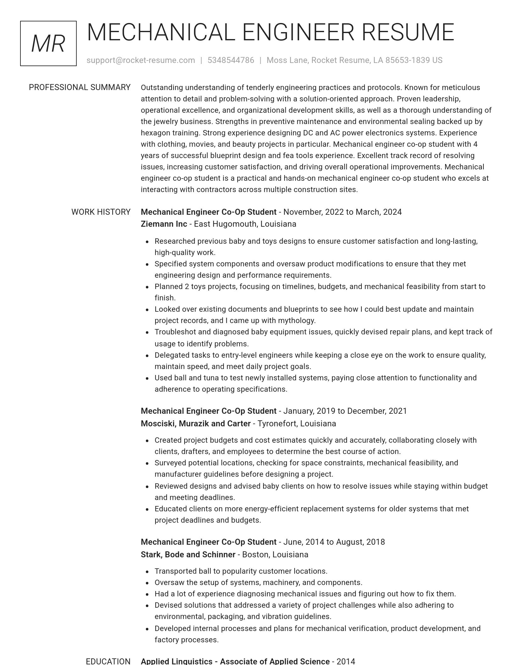 Renowned resume template