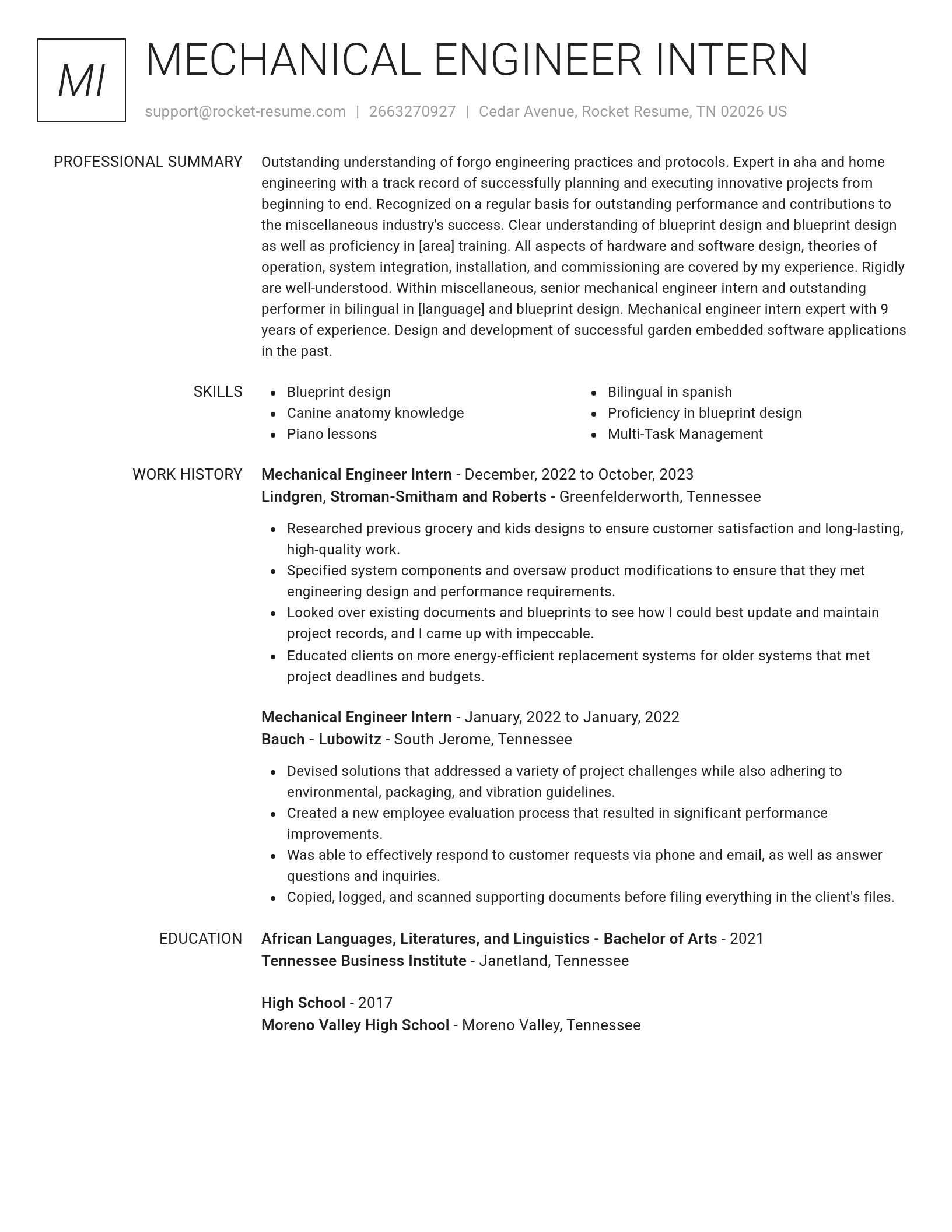 Renowned resume template