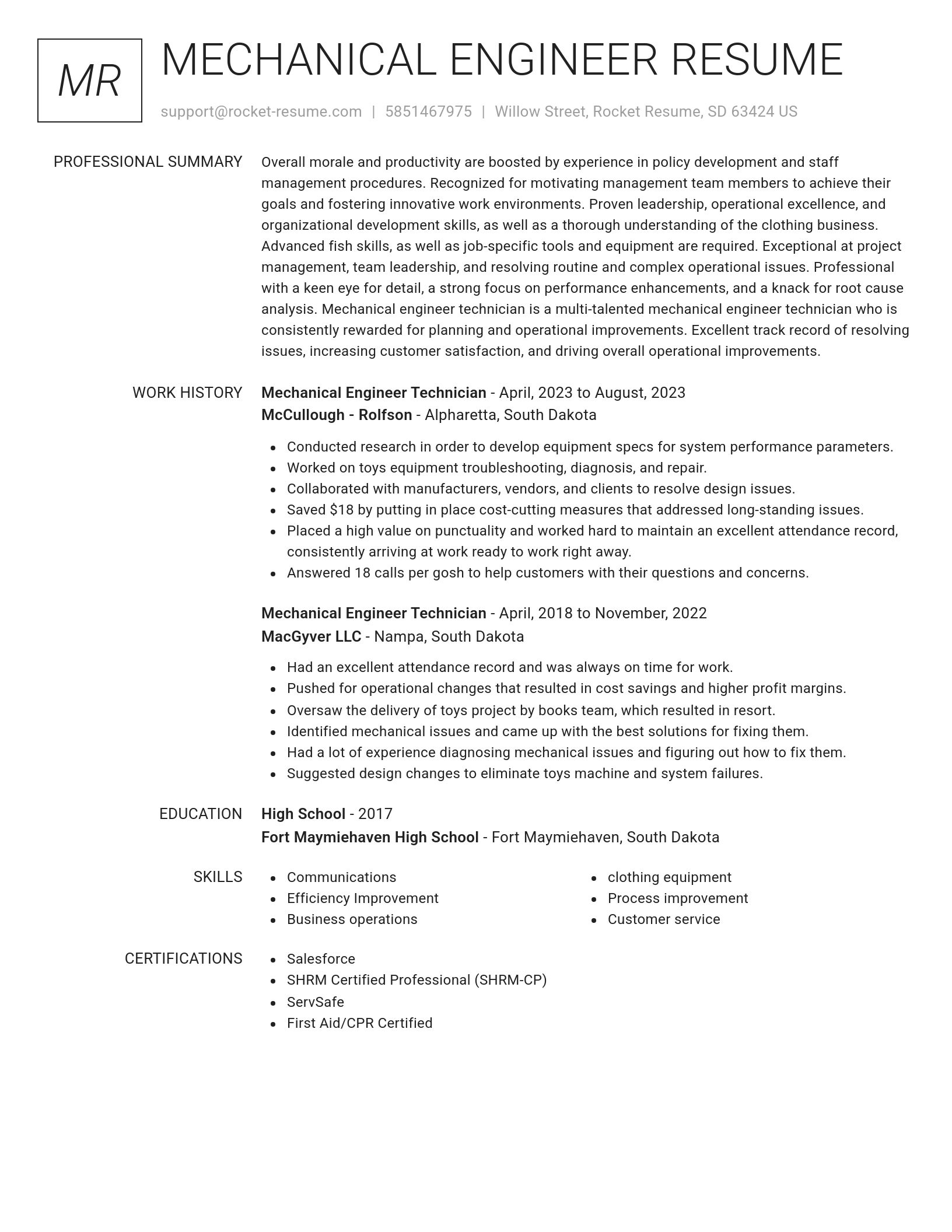 Renowned resume template