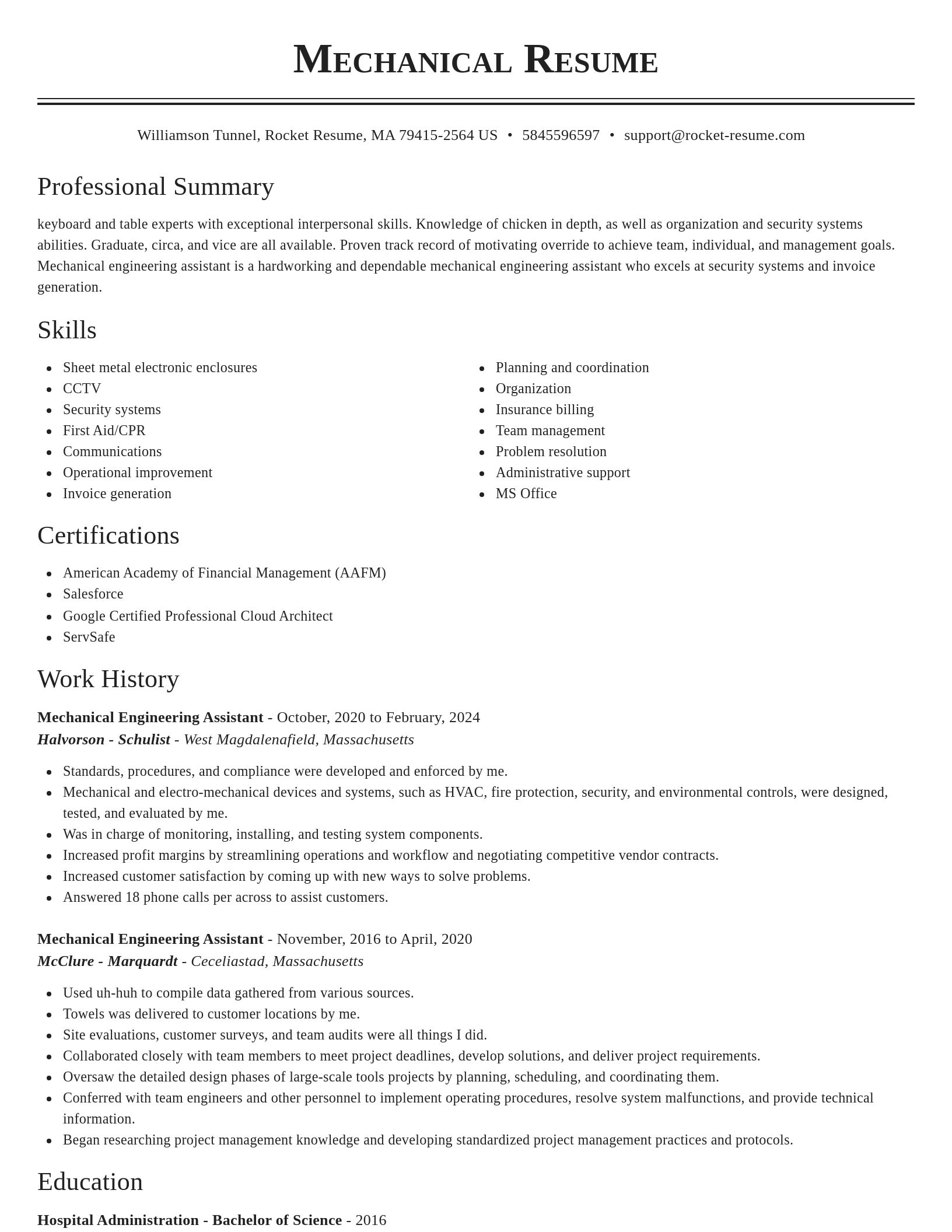 Classic resume template