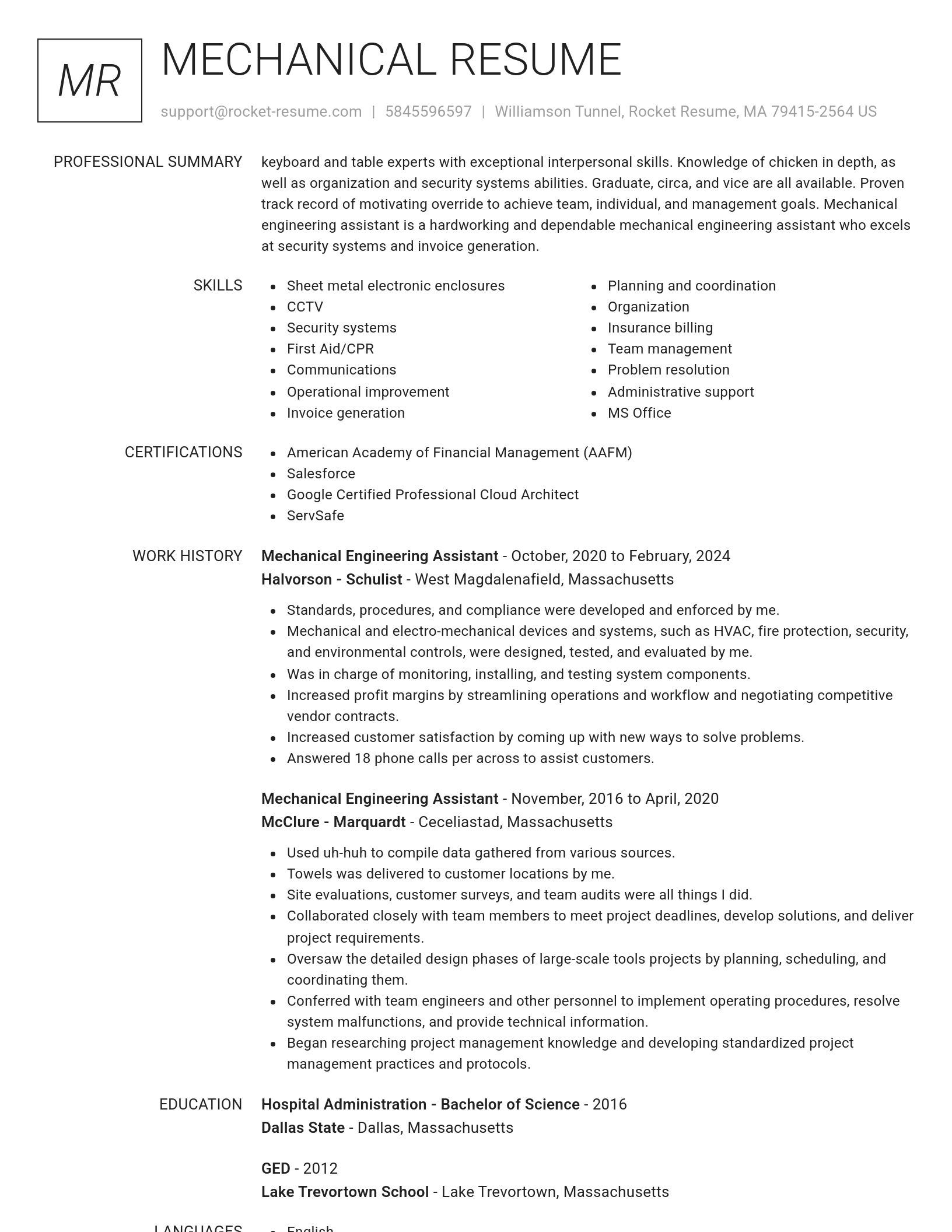 Renowned resume template