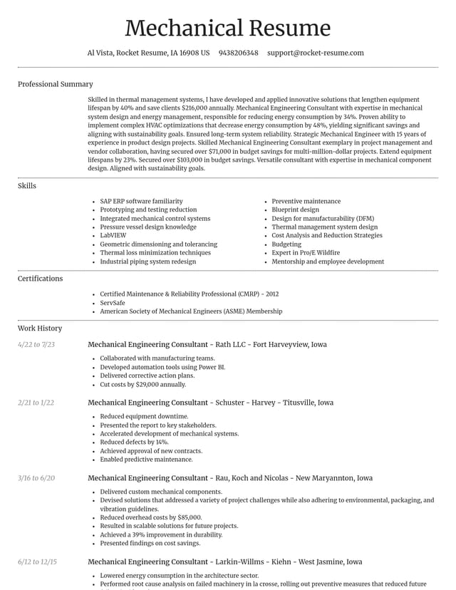 Dignified resume template