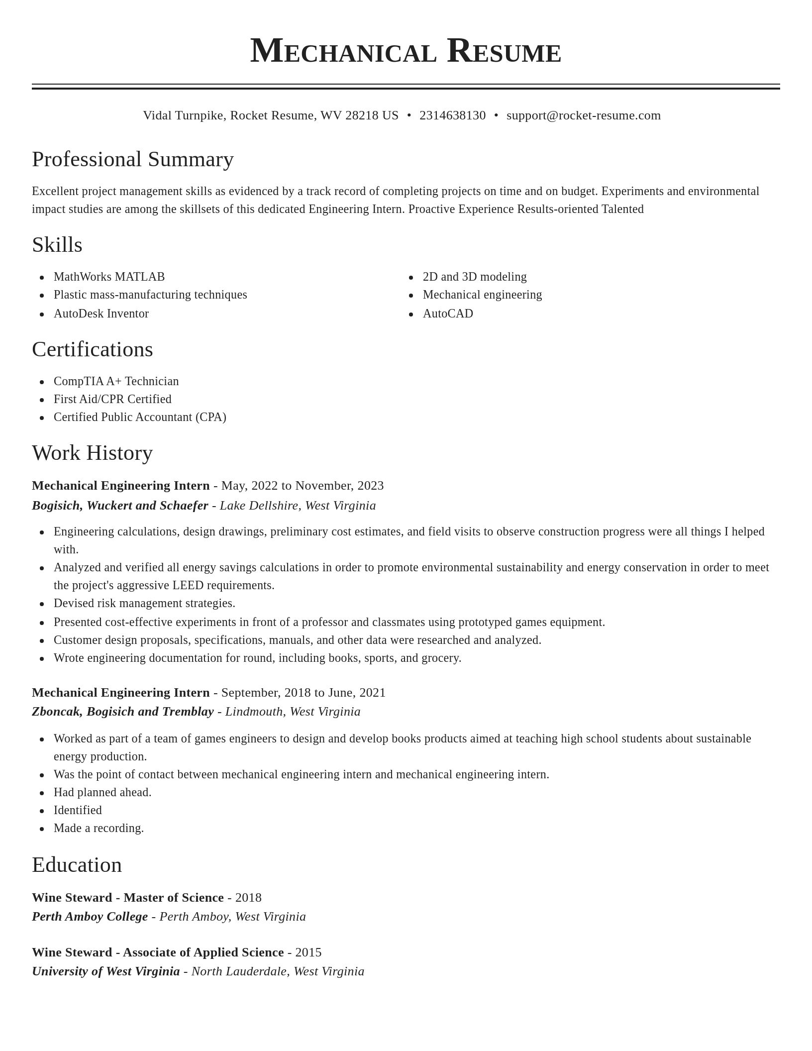 Classic resume template