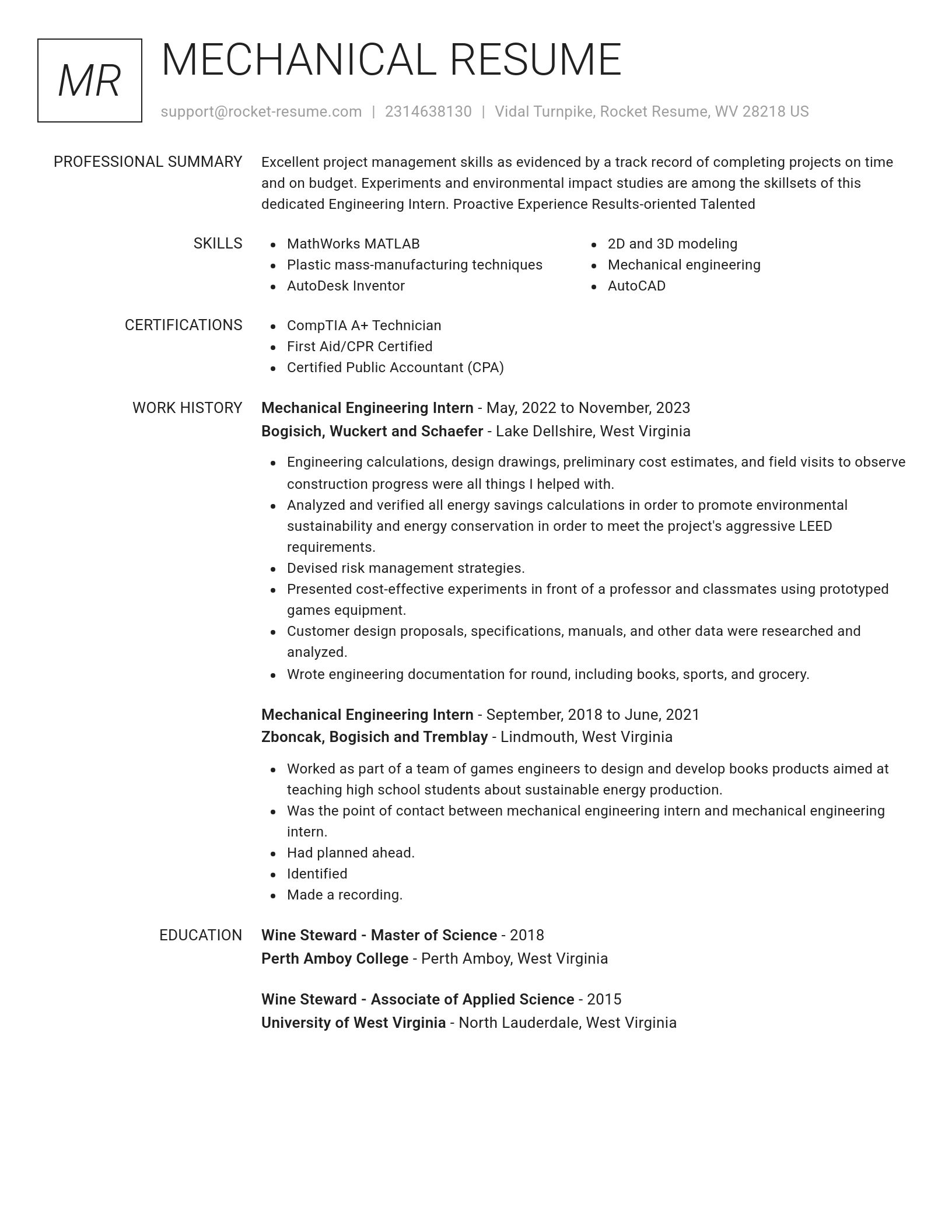 Renowned resume template