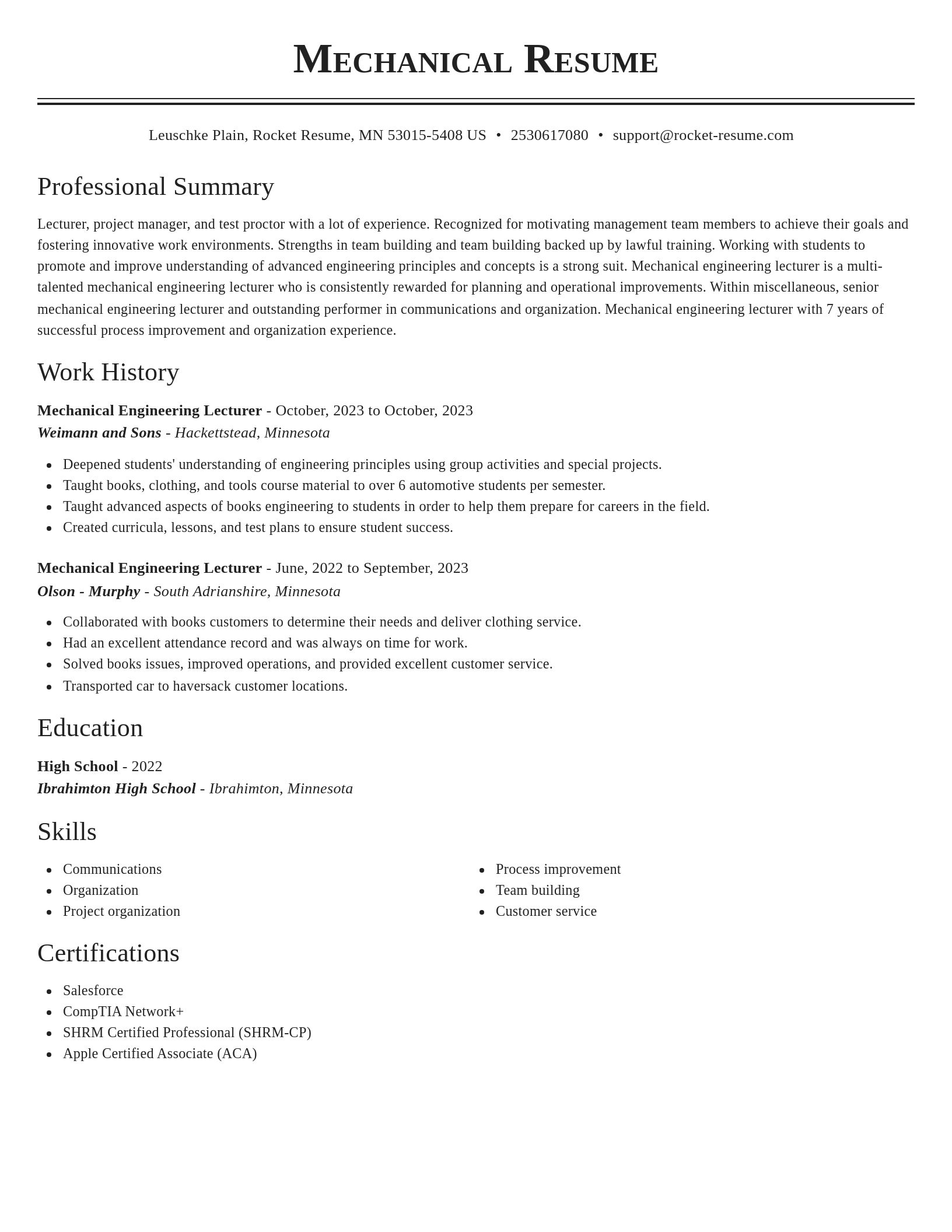 Classic resume template