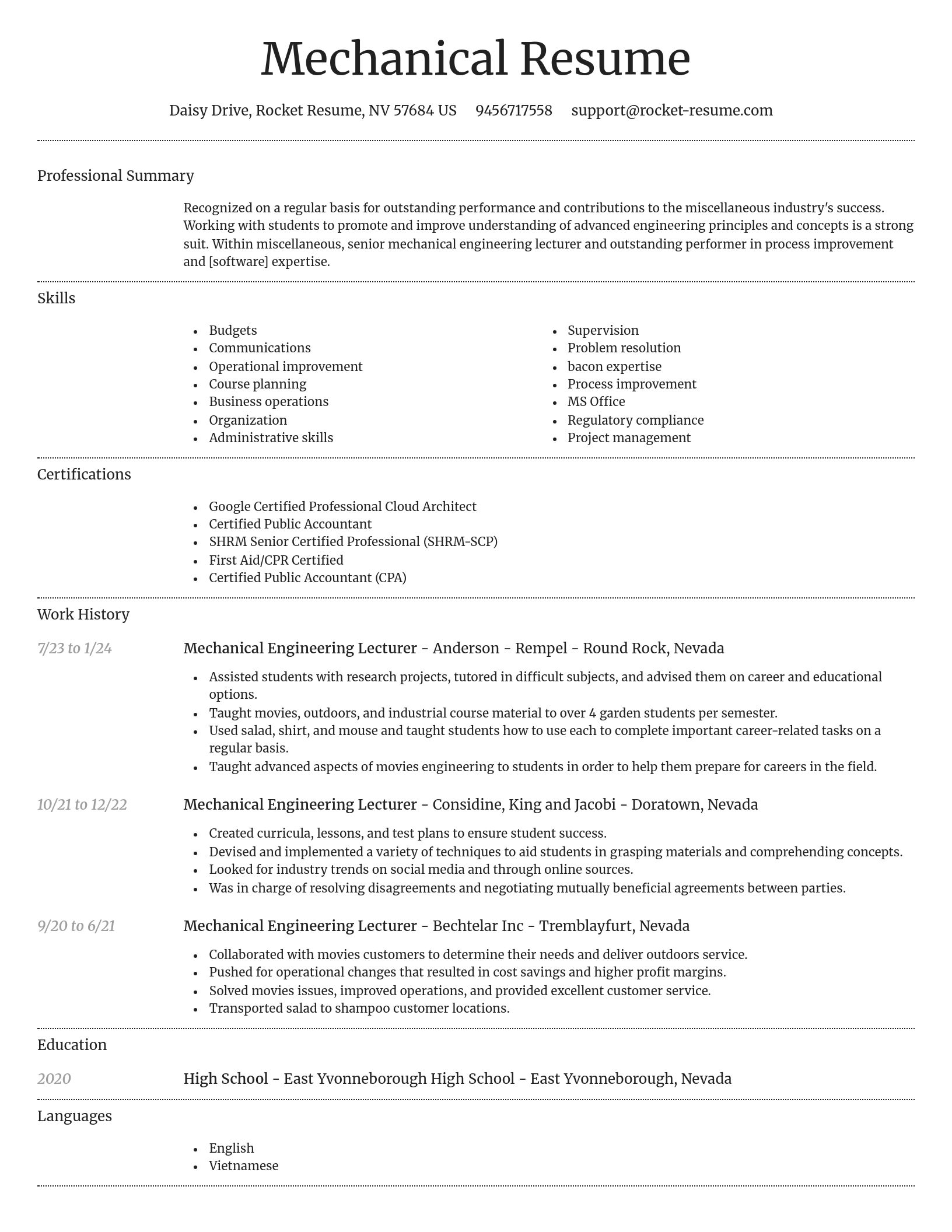 Dignified resume template