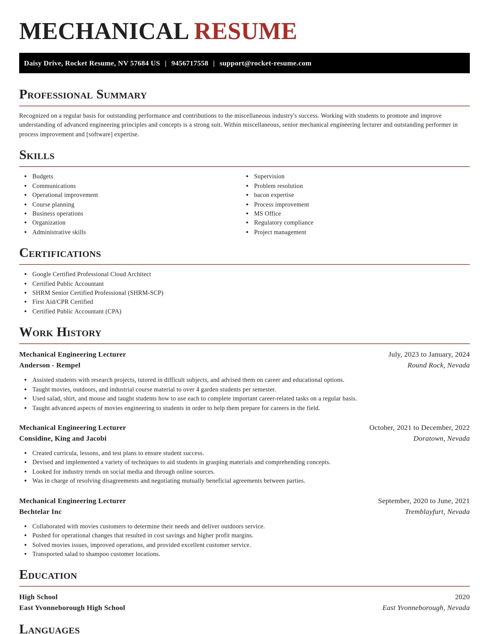 Exquisite resume template