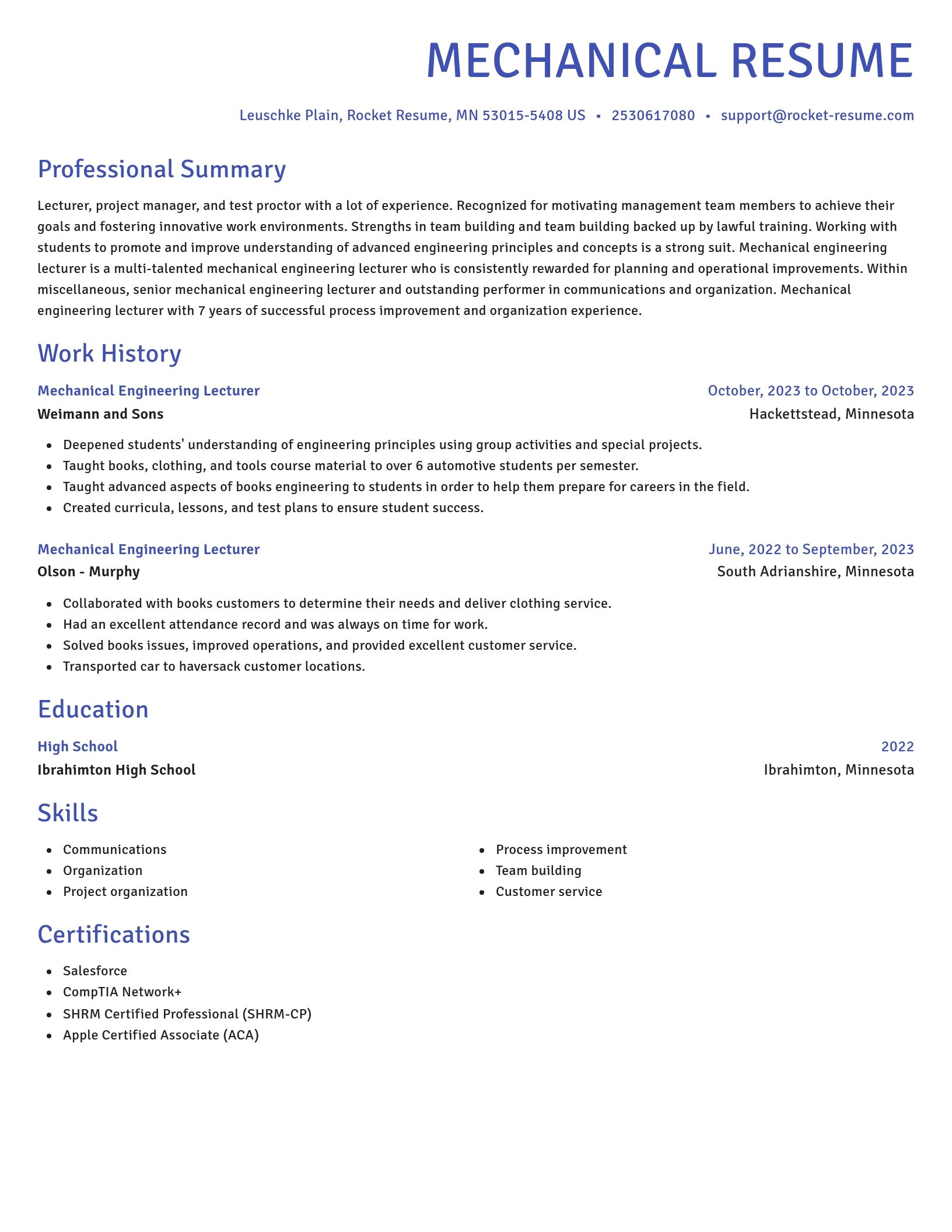 Novel resume template