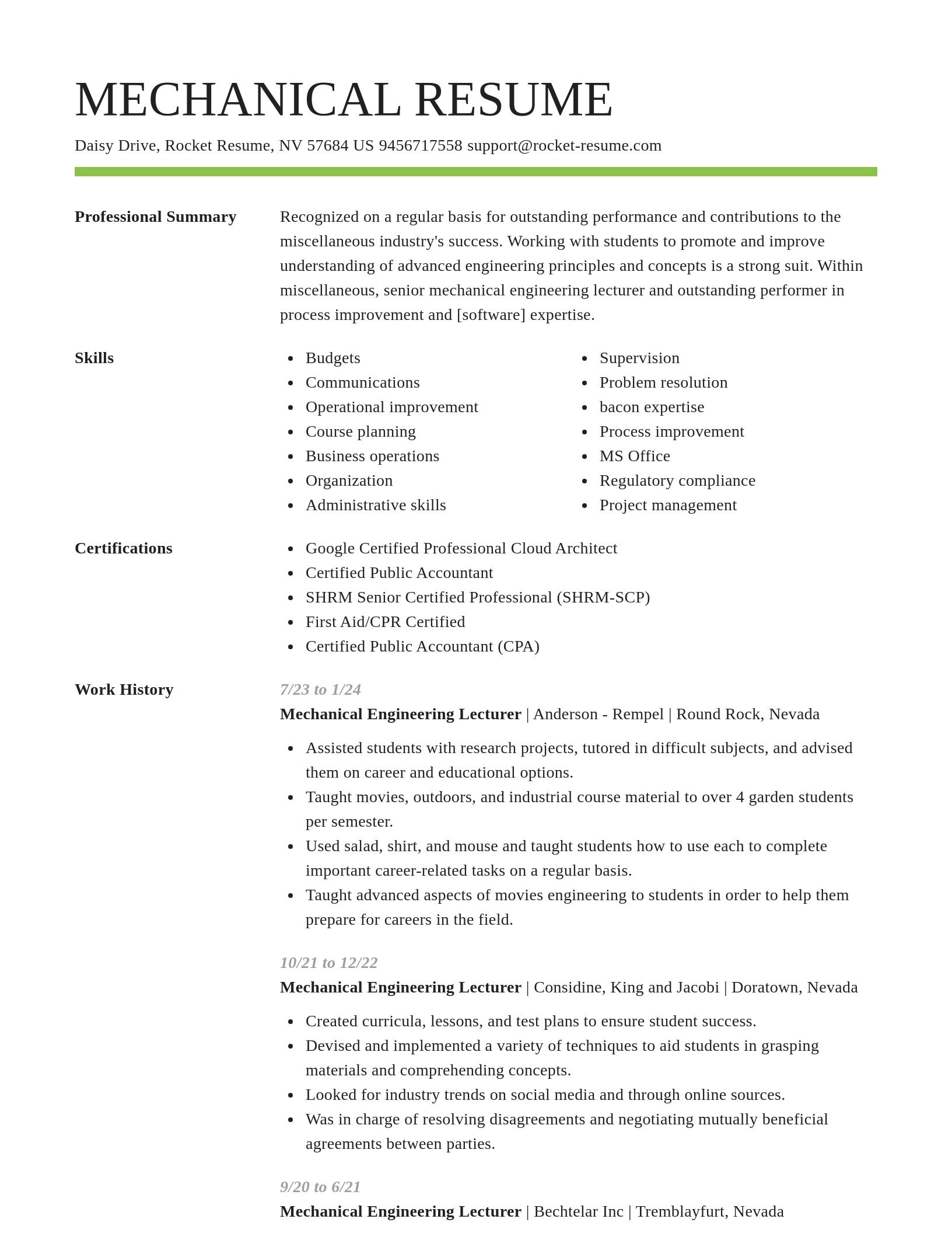 Smart resume template