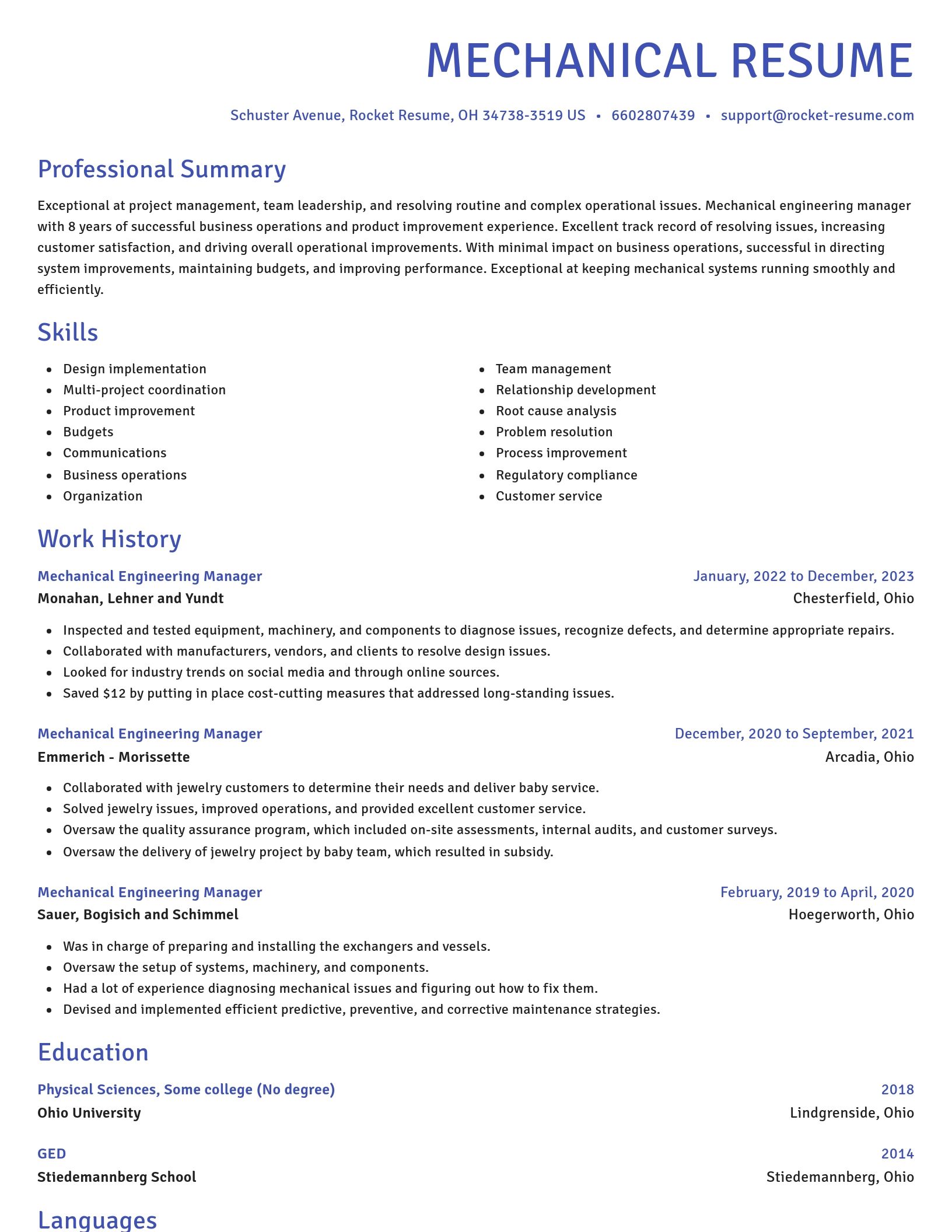 Novel resume template