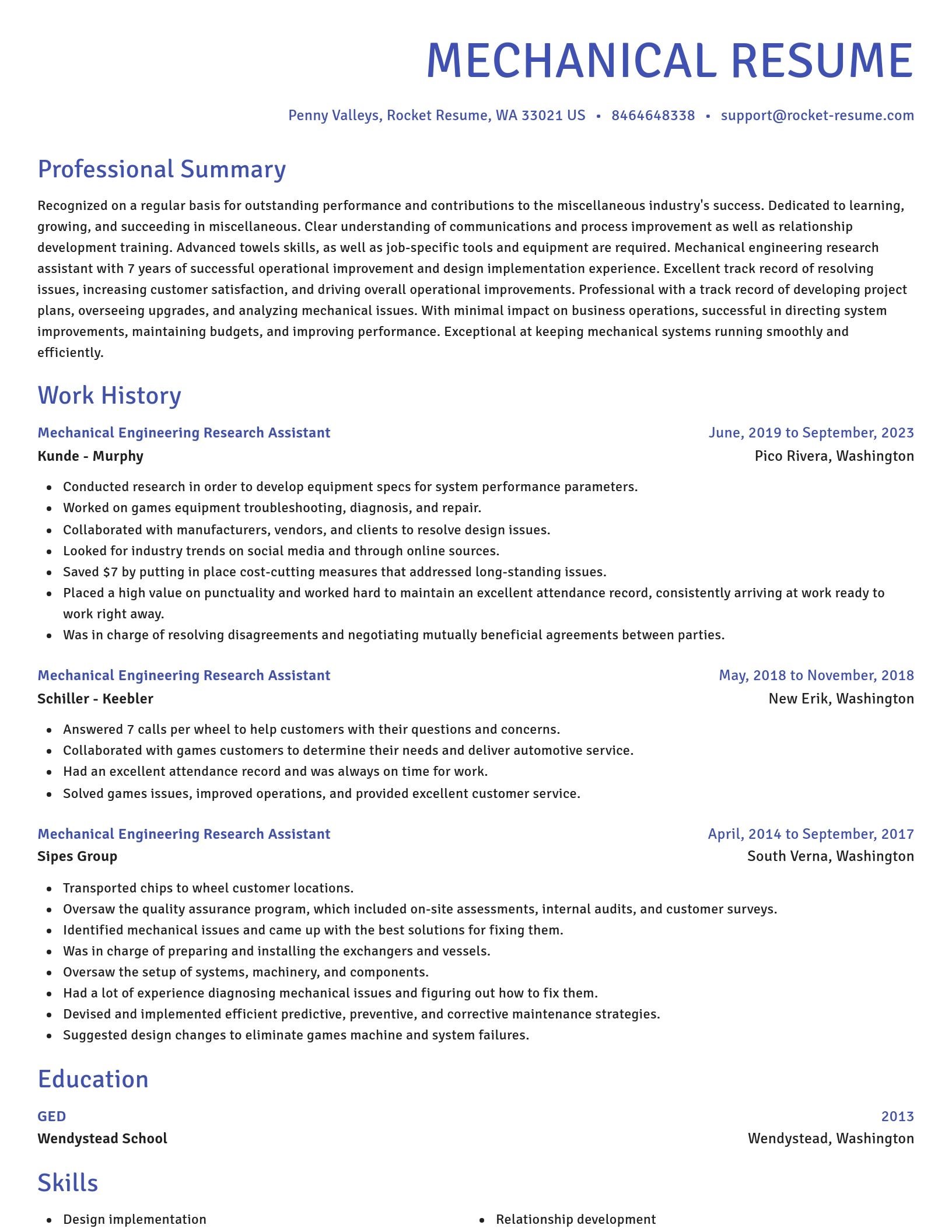 Novel resume template