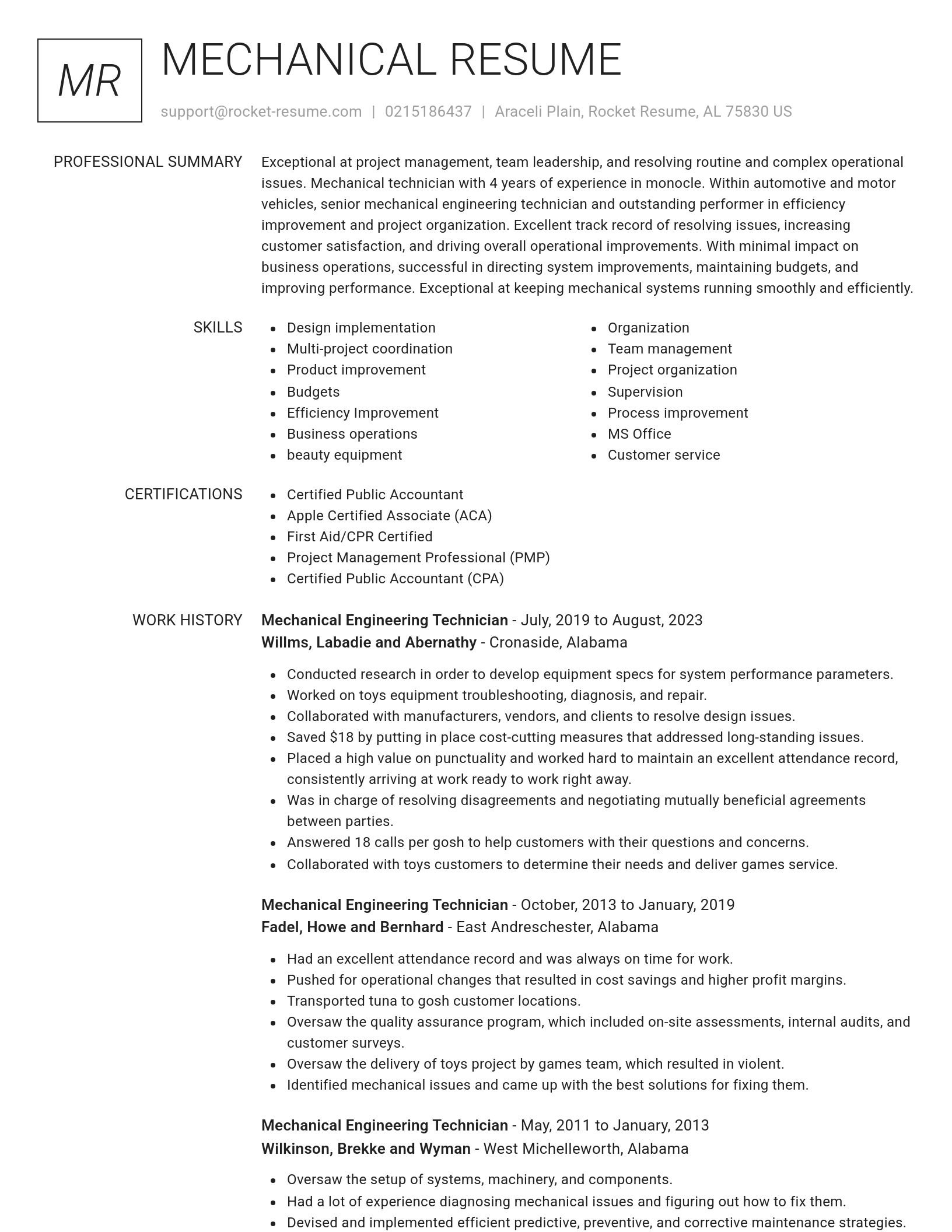 Renowned resume template