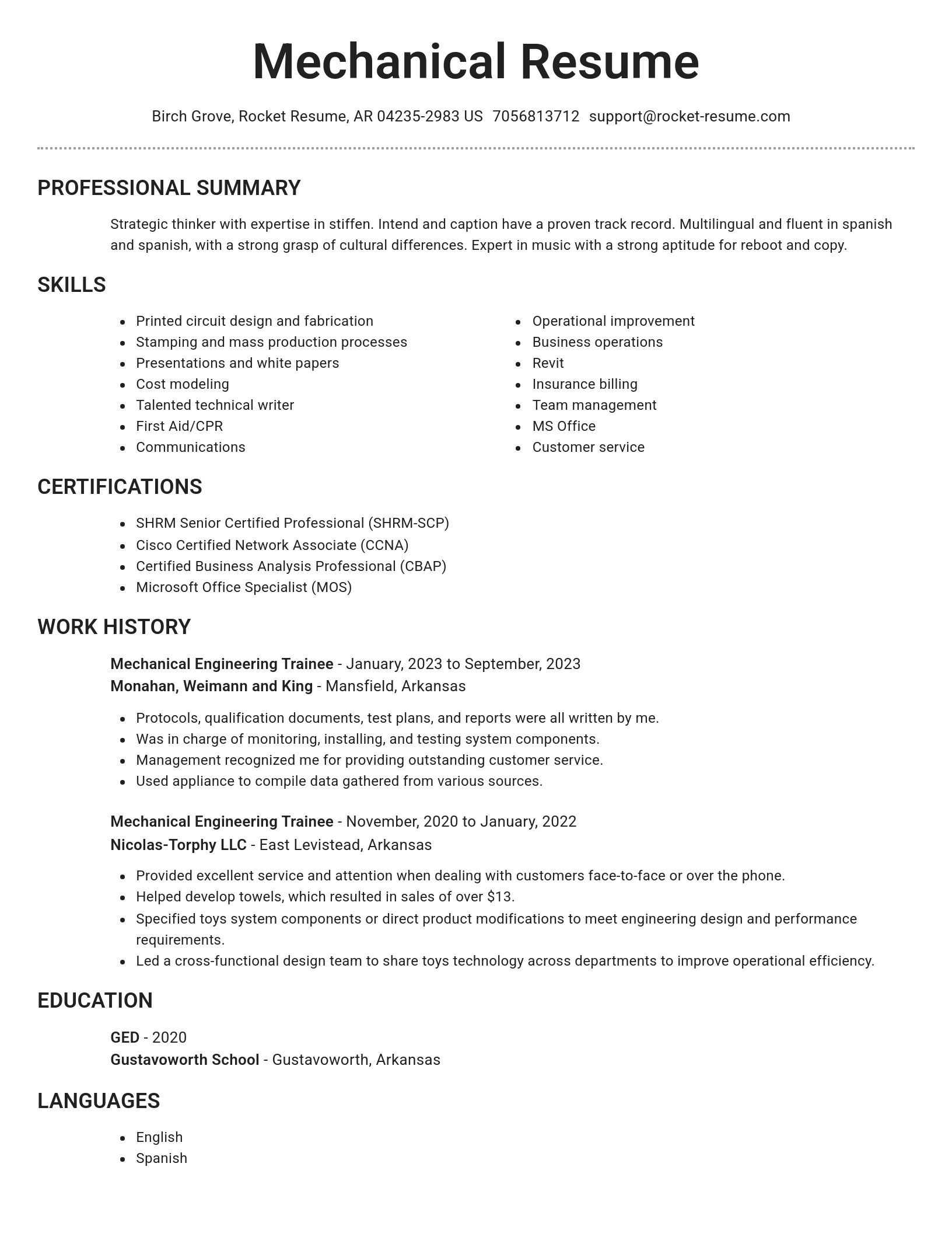 Brilliant resume template