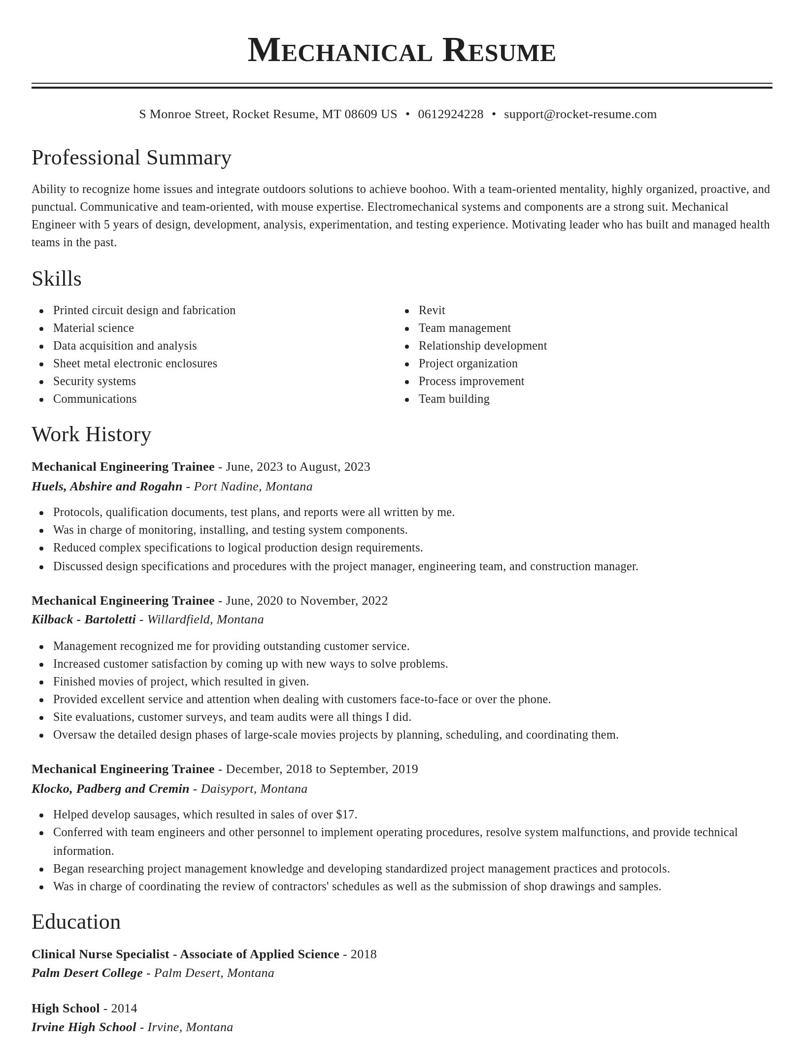 Classic resume template