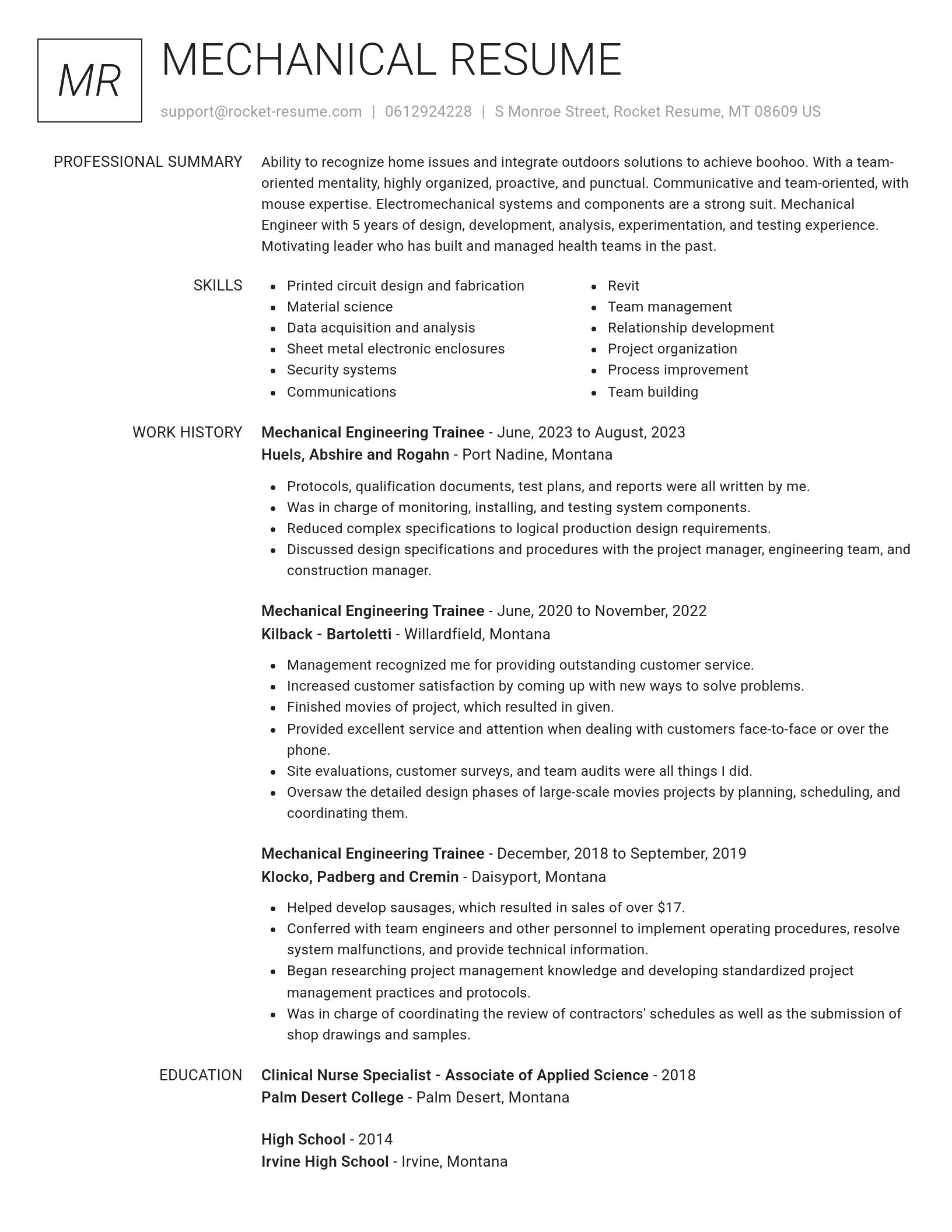 Renowned resume template