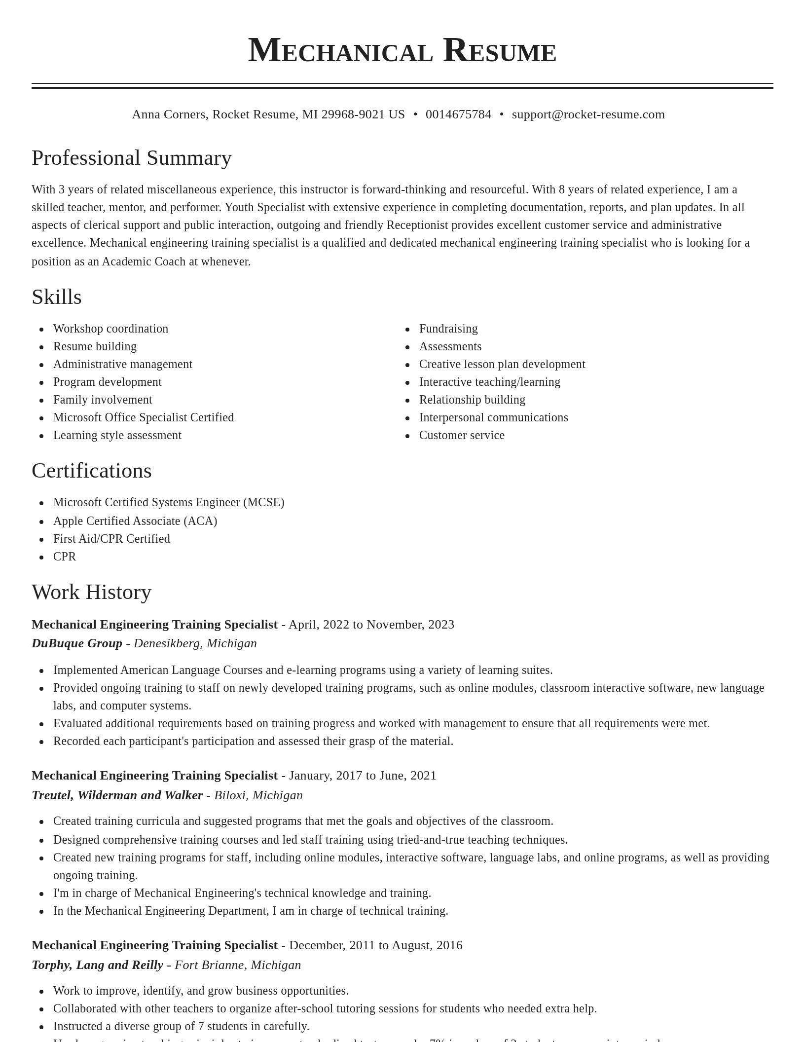 Classic resume template