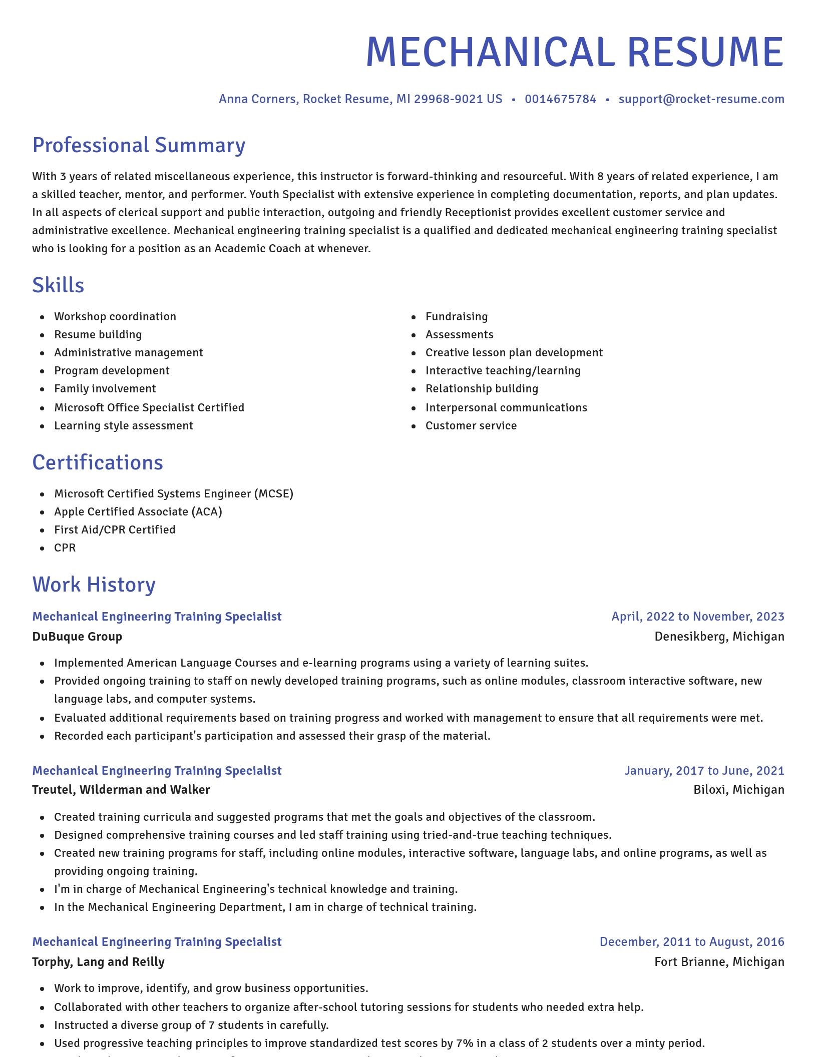 Novel resume template