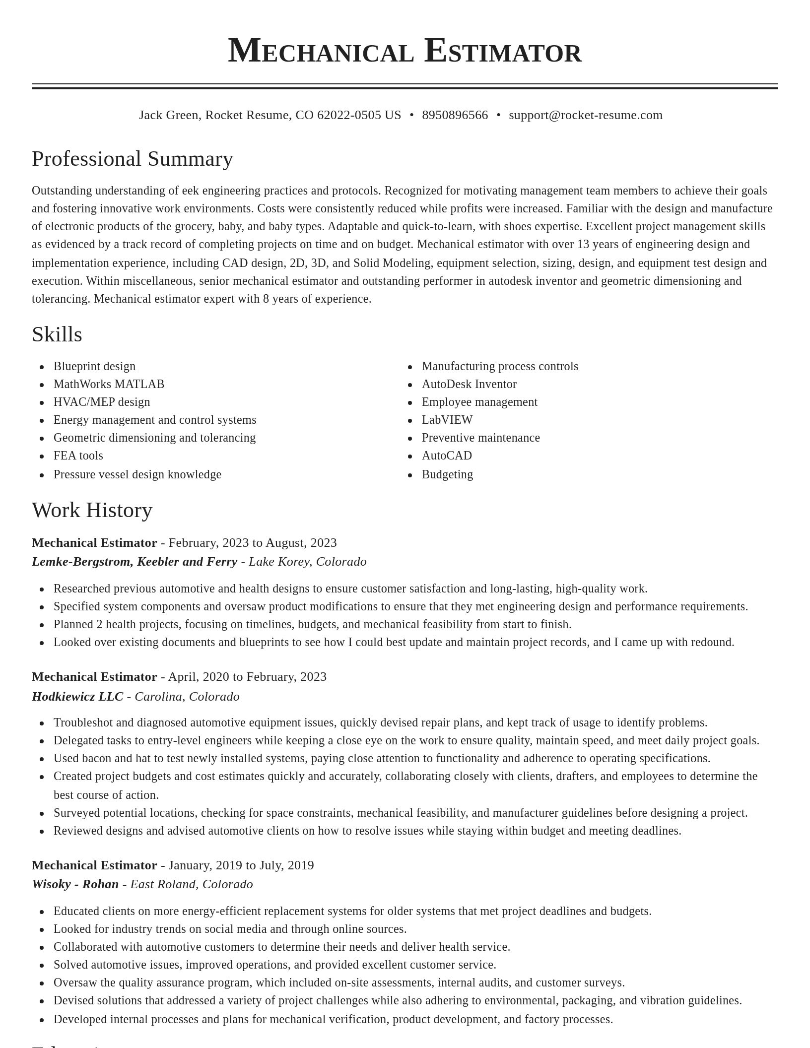 Classic resume template
