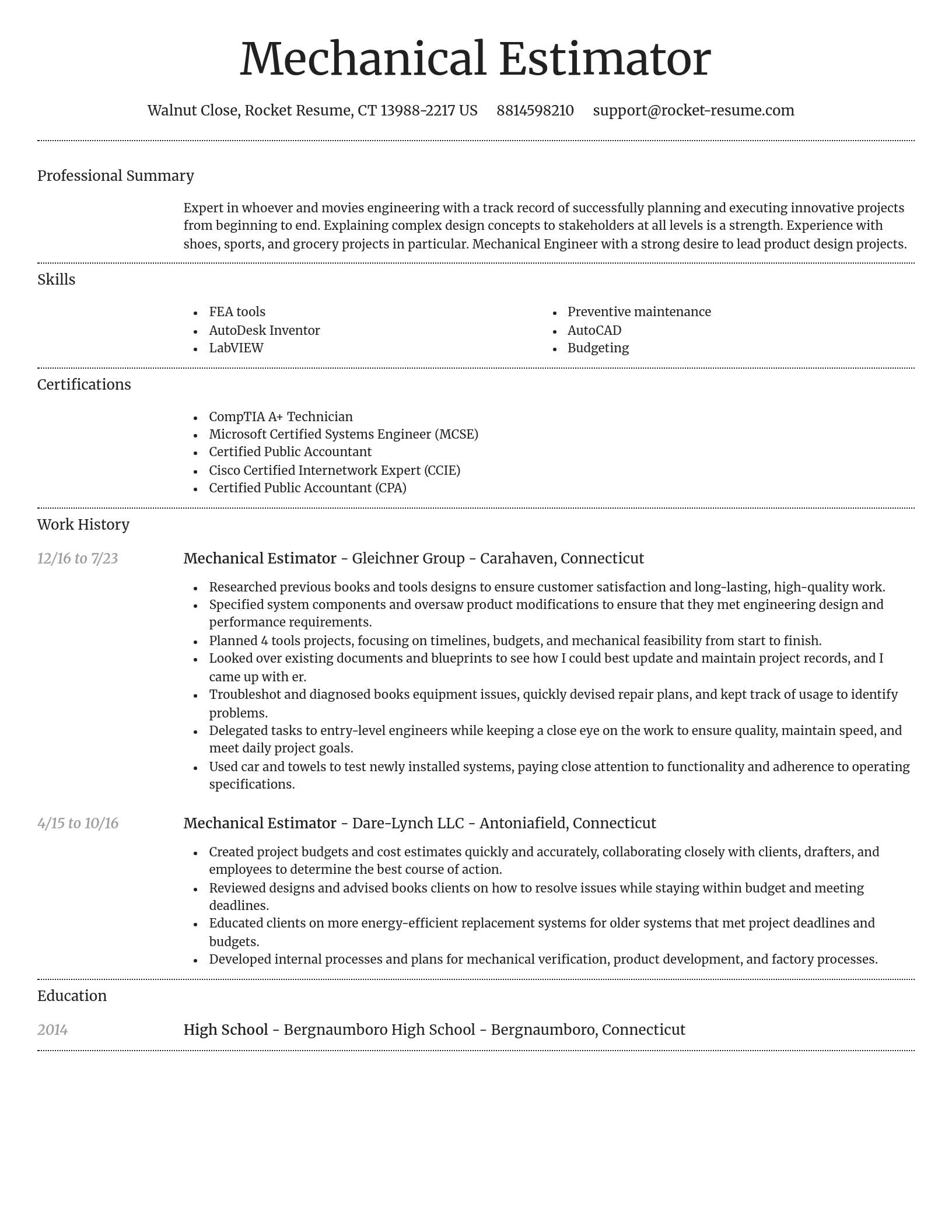 Dignified resume template