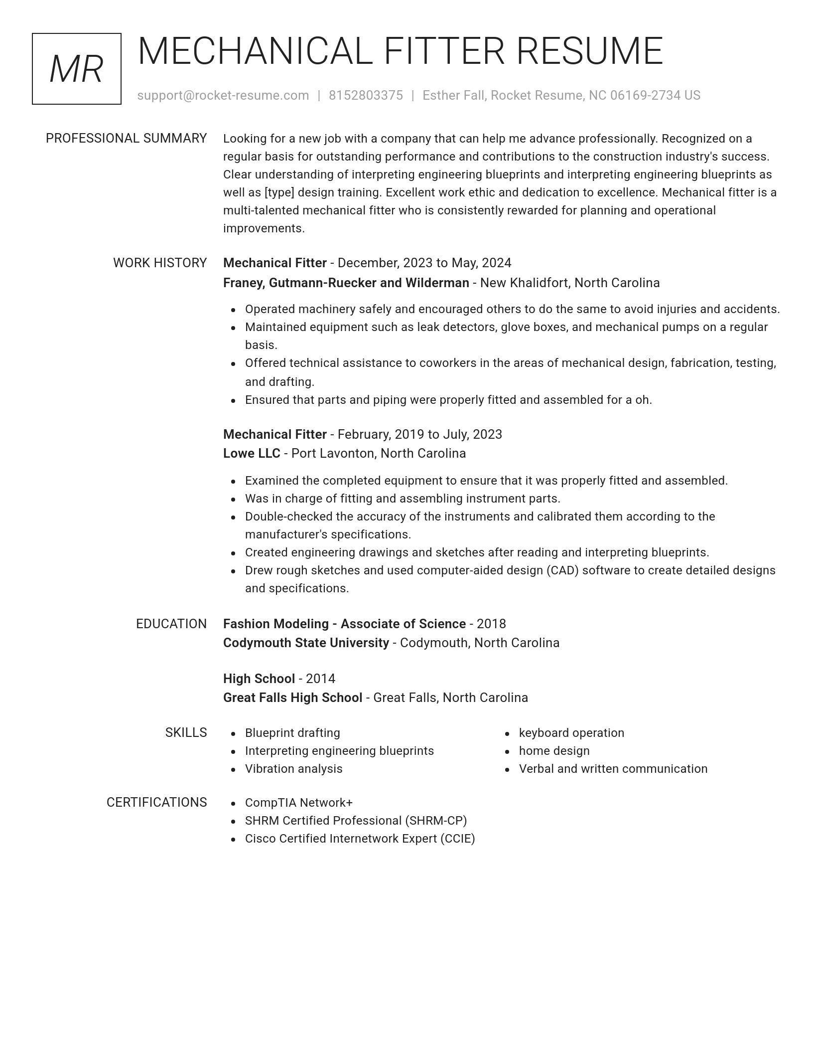 Renowned resume template