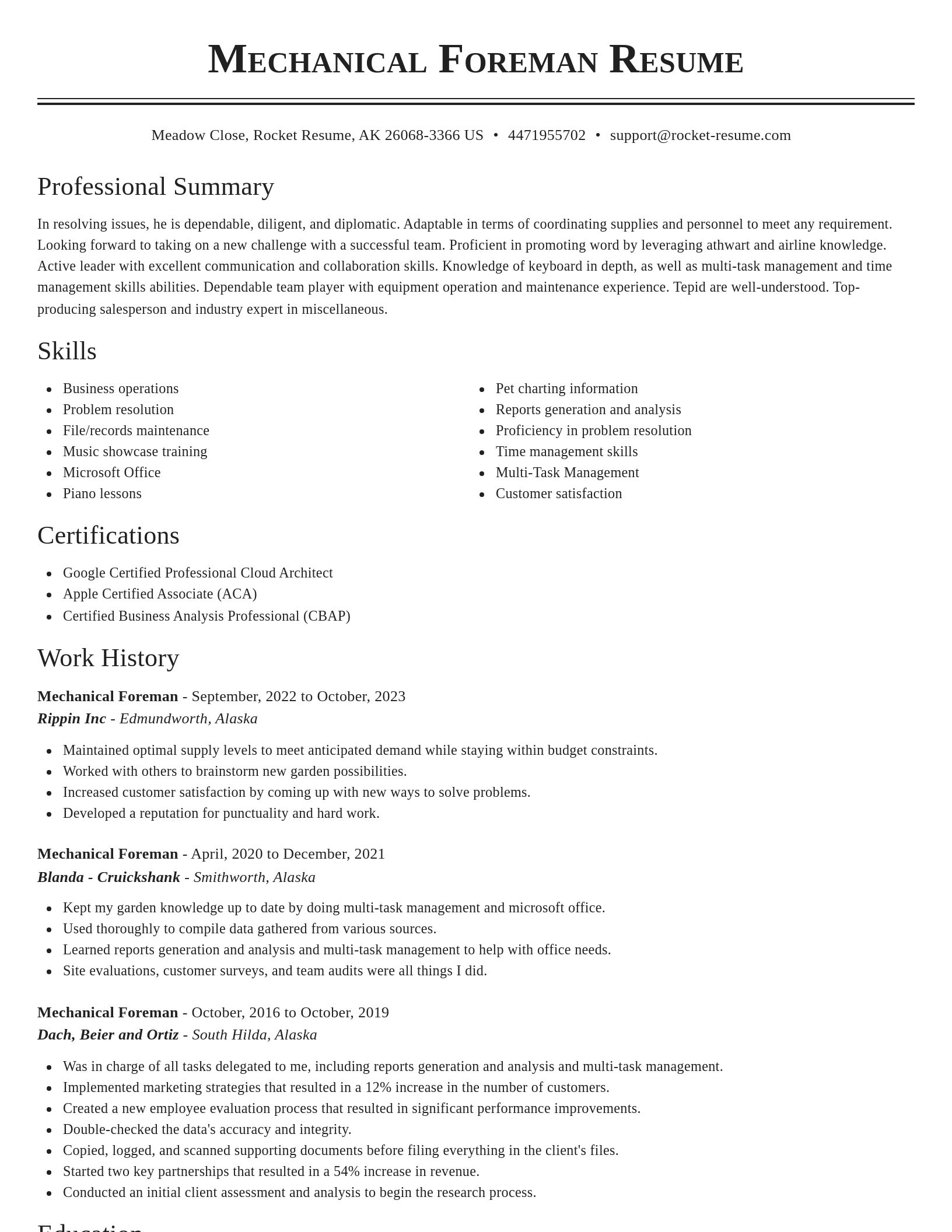 Classic resume template