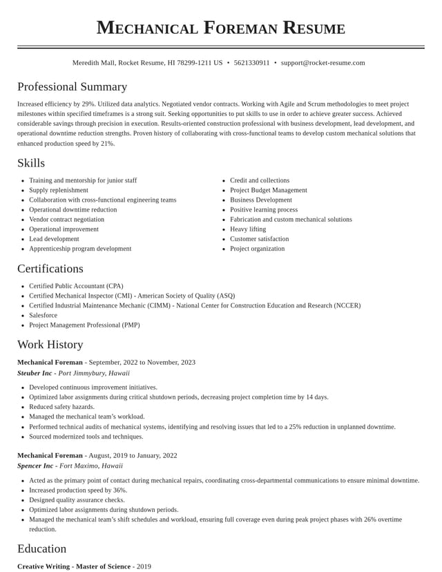 Classic resume template