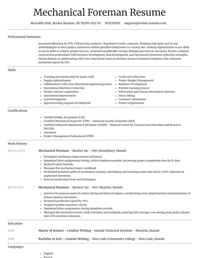 Dignified resume template