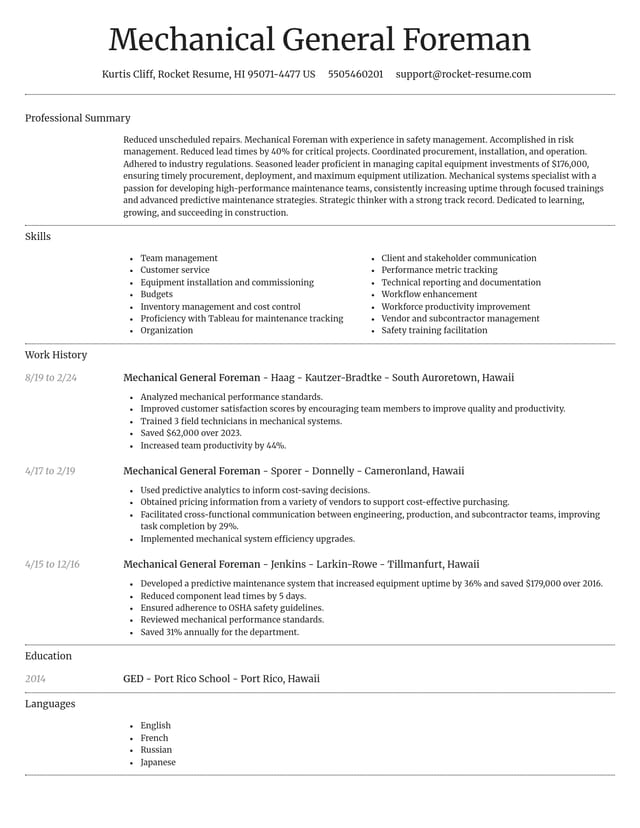 Dignified resume template