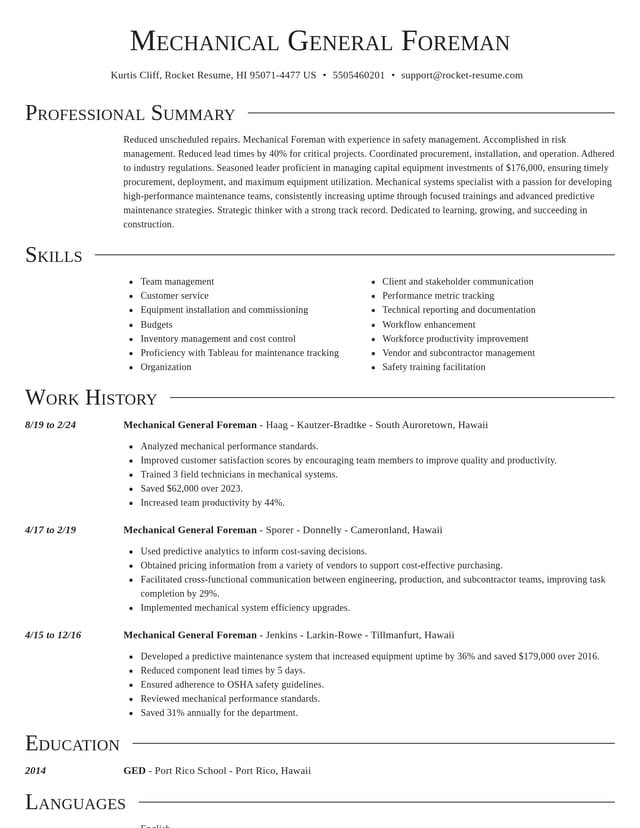 Director resume template