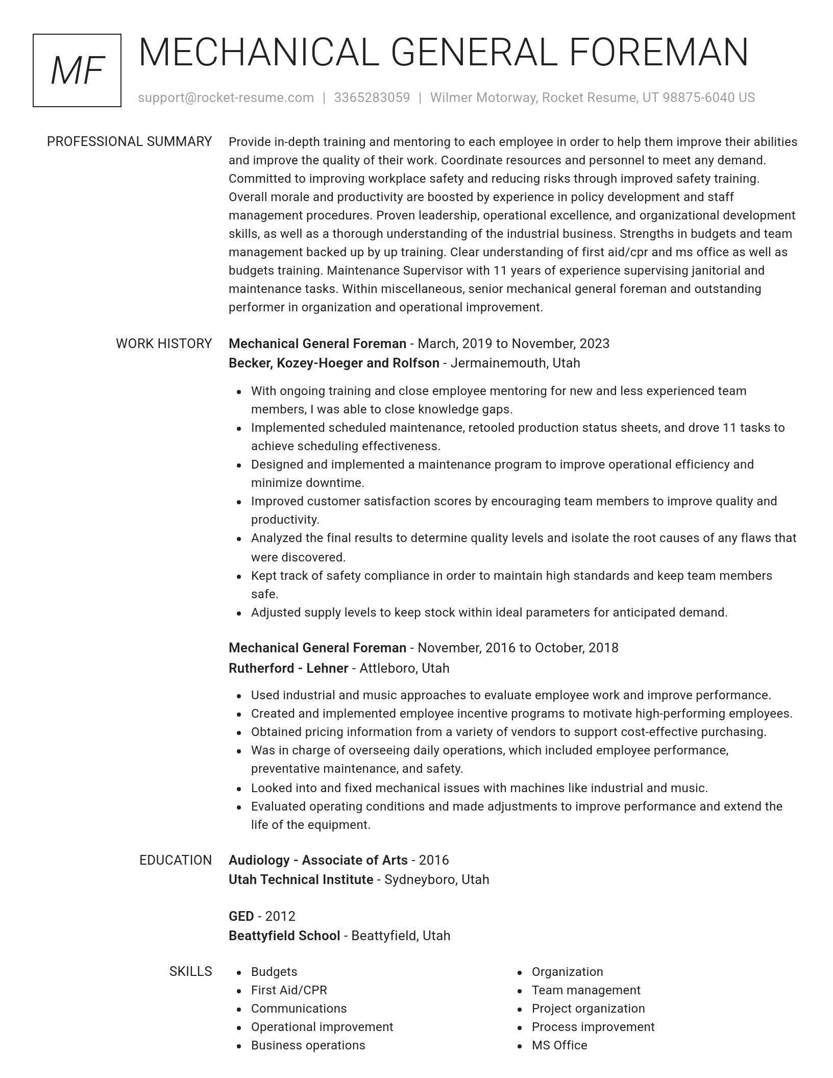 Renowned resume template