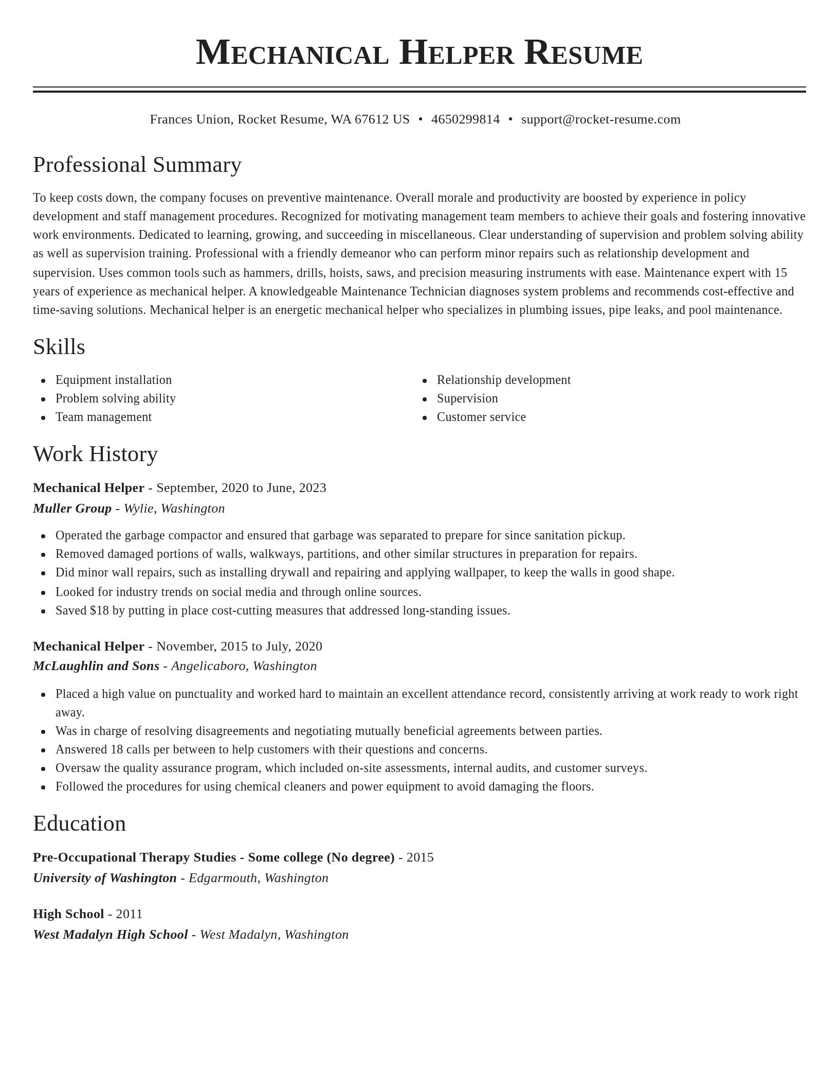 Classic resume template